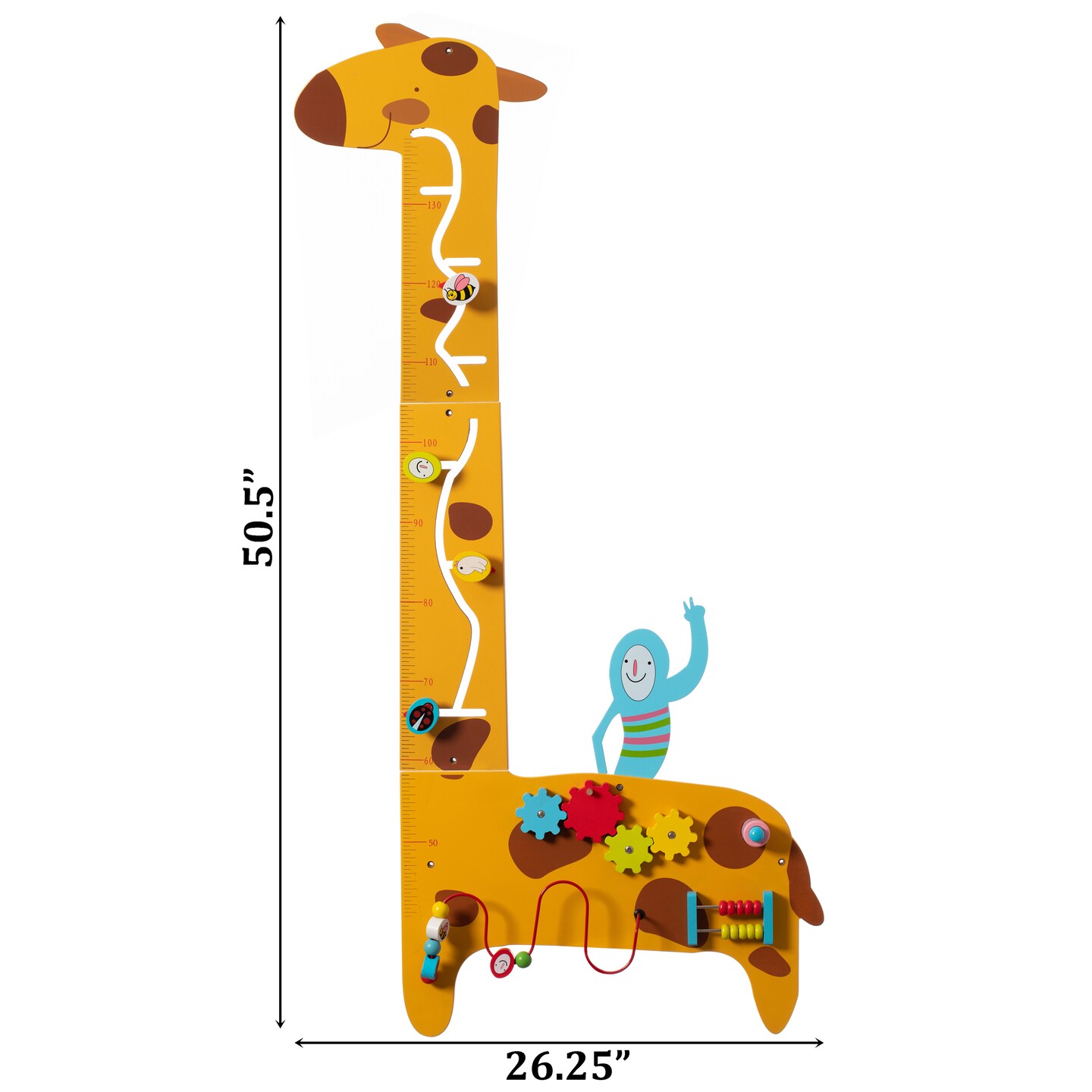 Wooden Giraffe Sensory Wall Game, Activity Toy Growth Chart for Playroom, Nursery, Preschool, and Doctors&#x27; Office