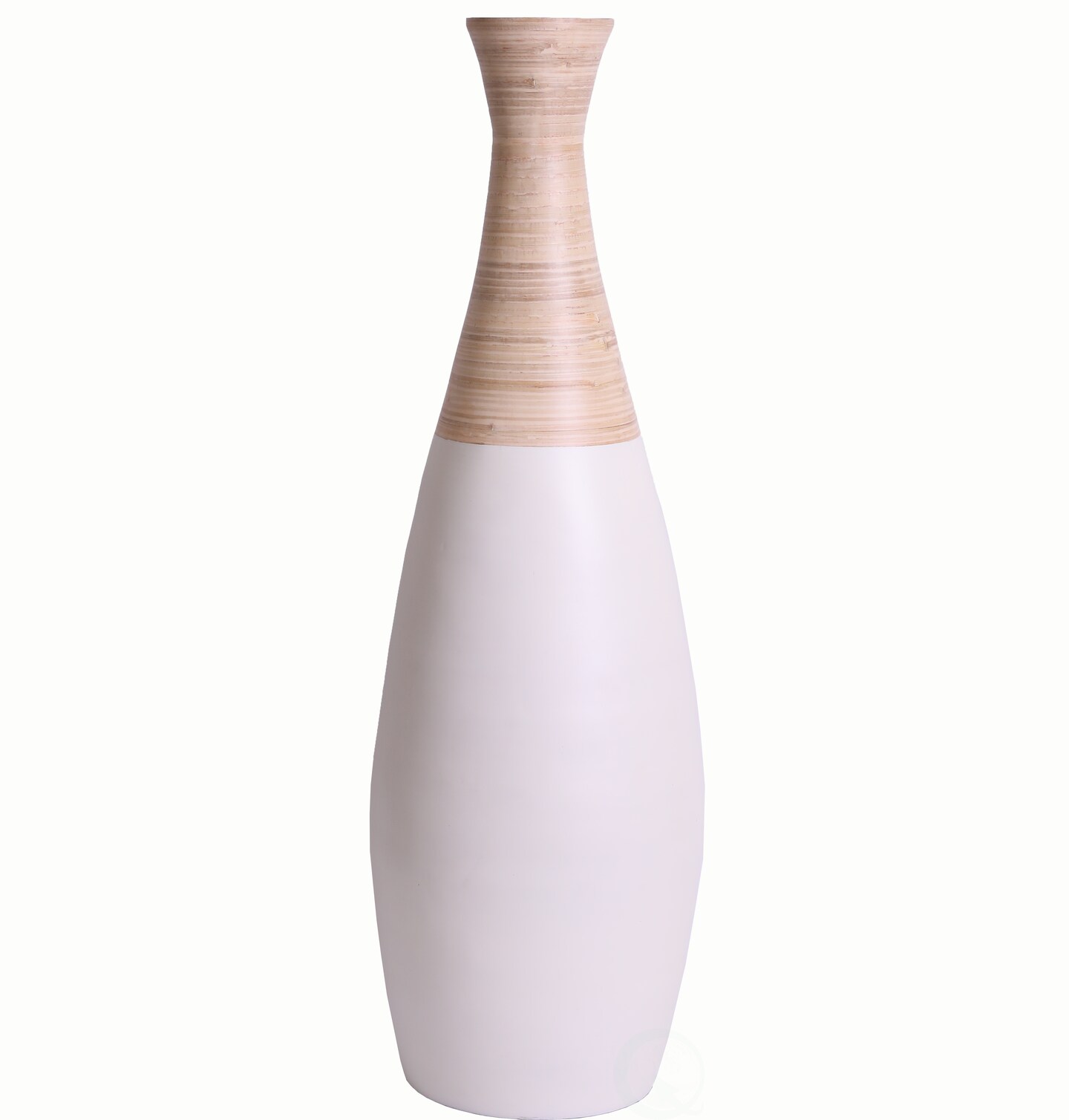 31.5 inch Spun Bamboo Tall Trumpet Floor Vase - Decorative Home Accent, Natural Bamboo, Indoor Decoration, Sustainable Materials, Tall Floral Display, Handmade Bamboo Vase, Floor Standing Vase