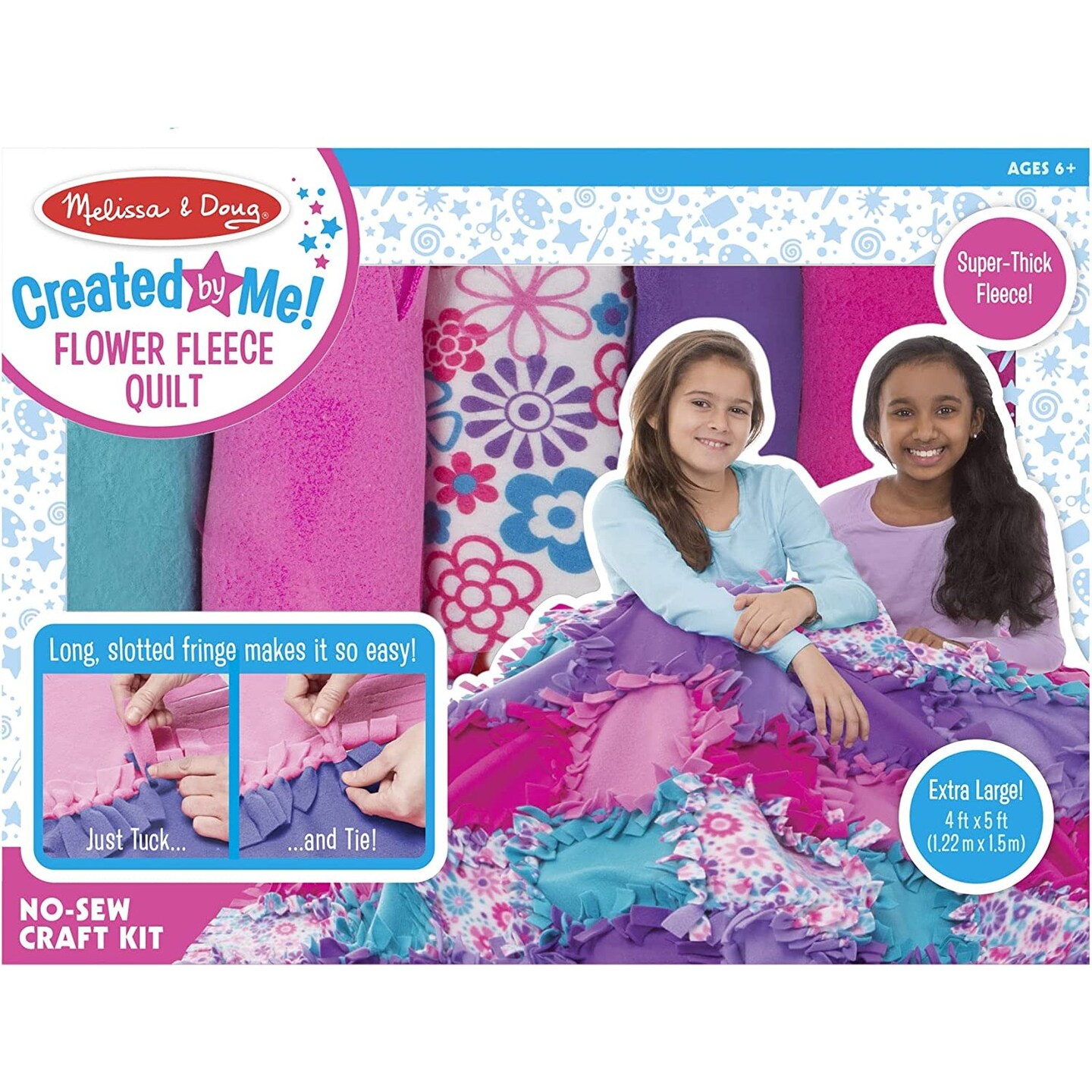 Melissa & Doug Created by Me Flower Fleece Quilt No Sew Craft Kit 48 Squares