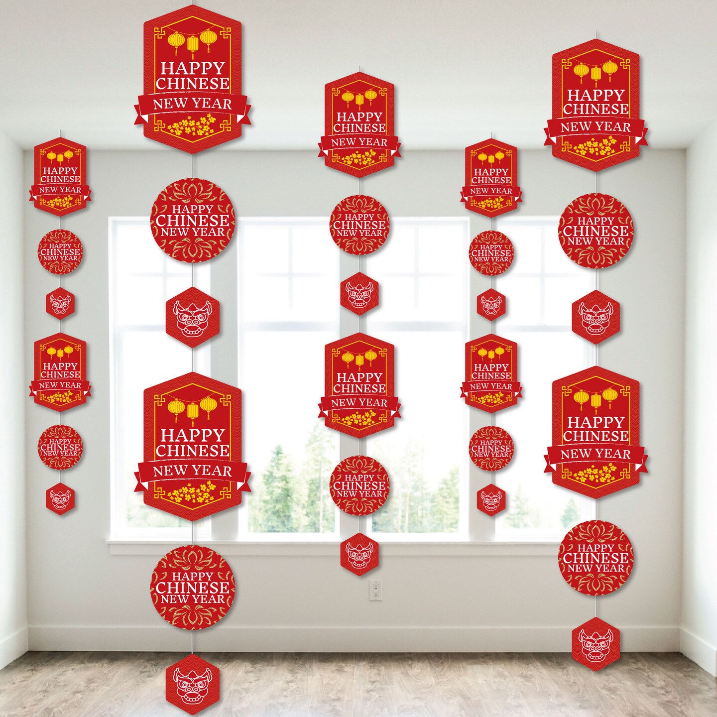 Big Dot of Happiness Lunar New Year - DIY Dangler Backdrop - Hanging Vertical Decorations - 30 Pieces