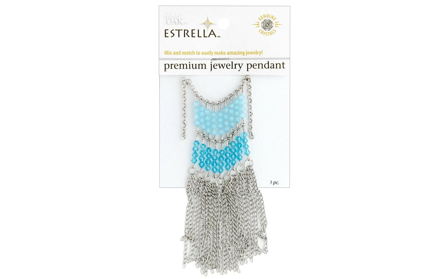 Solid Oak Estrella Chain Flat Tassel Slvr/Btopaz