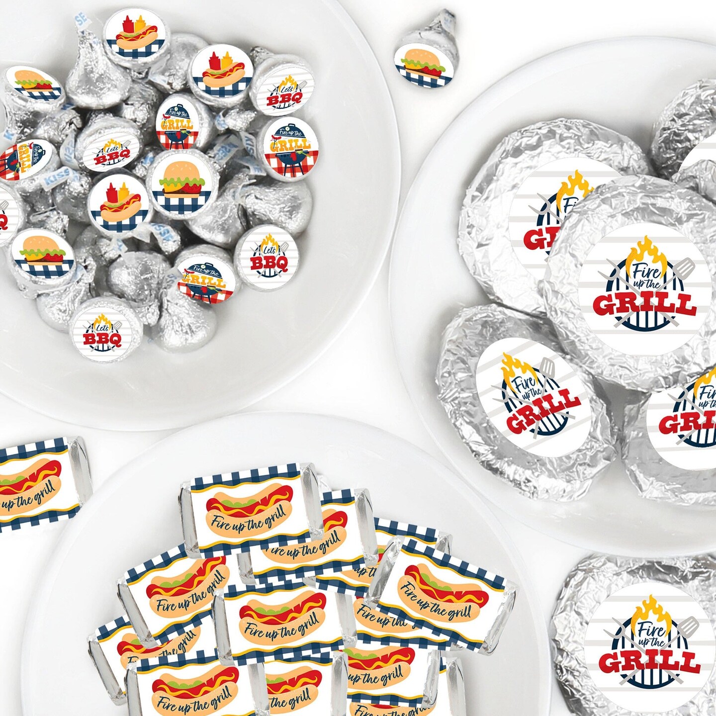 Big Dot of Happiness Fire Up the Grill - Summer BBQ Picnic Party Candy Favor Sticker Kit - 304 Pieces