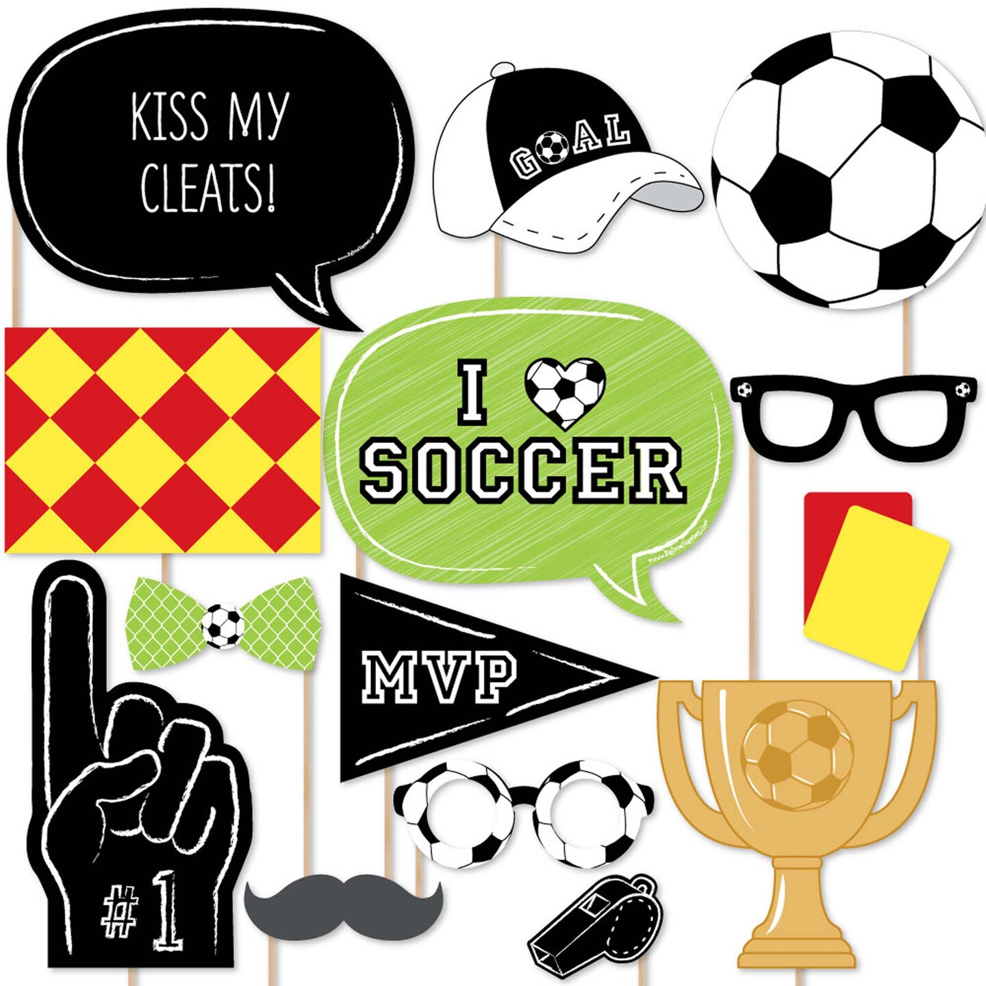 Big Dot of Happiness Goaaal - Soccer Photo Booth Props Kit - 20 Count