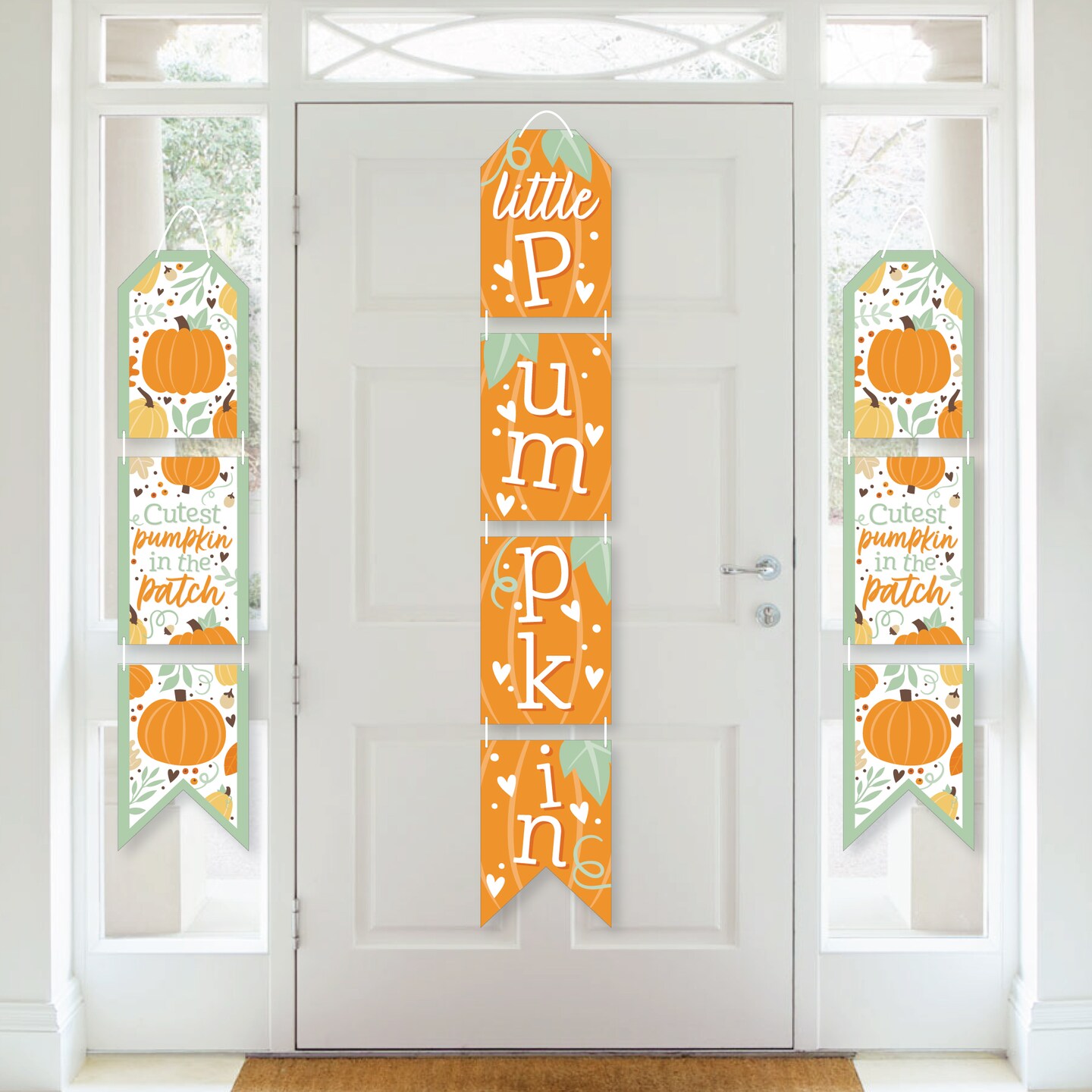 Big Dot of Happiness Little Pumpkin - Hanging Vertical Paper Door Banners - Fall Birthday Party or Baby Shower Wall Decoration Kit - Indoor Door Decor