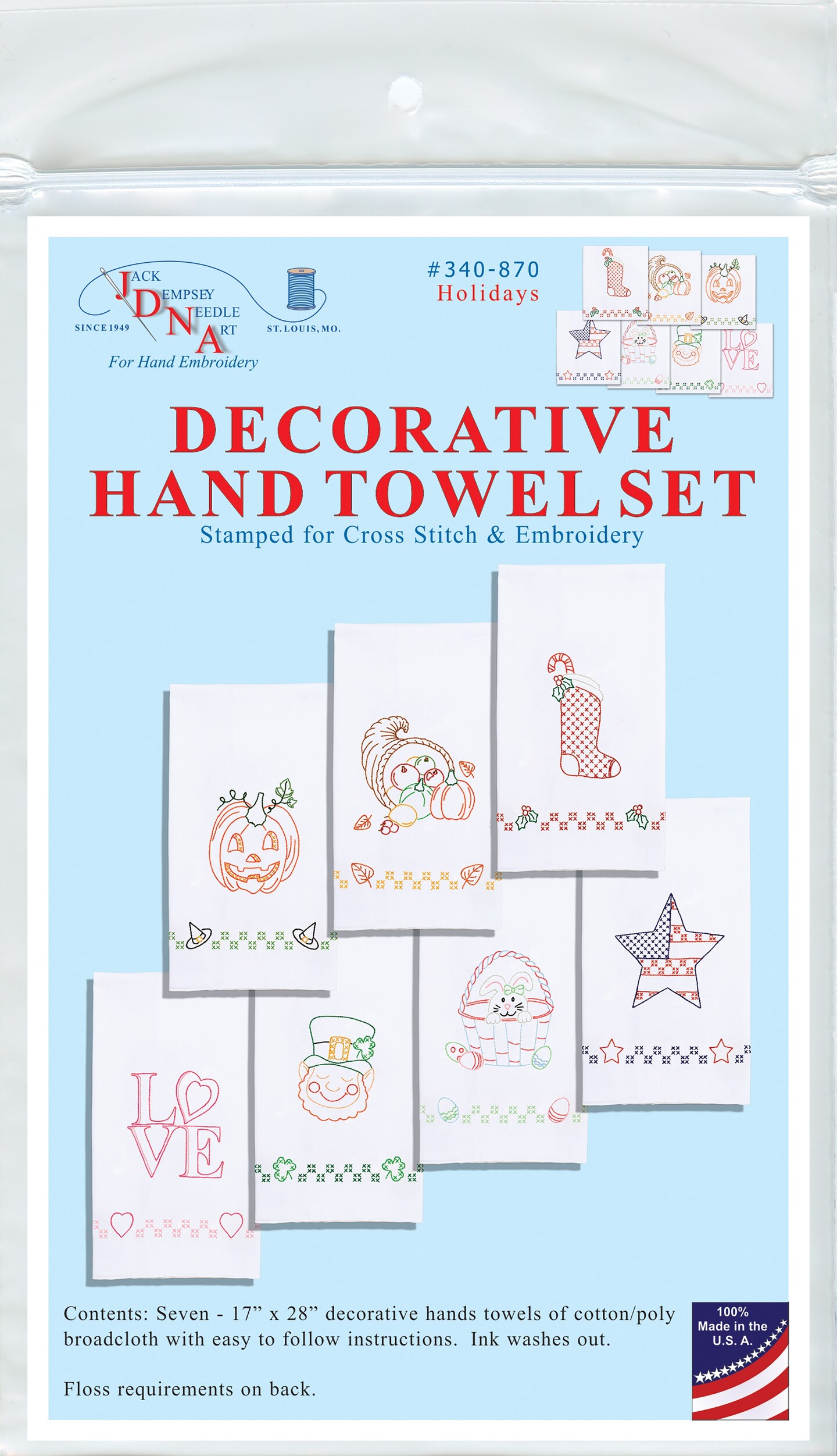 Jack Dempsey Stamped Decorative Hand Towels 17&#x22;x28&#x22; 7/Pkg-Holidays