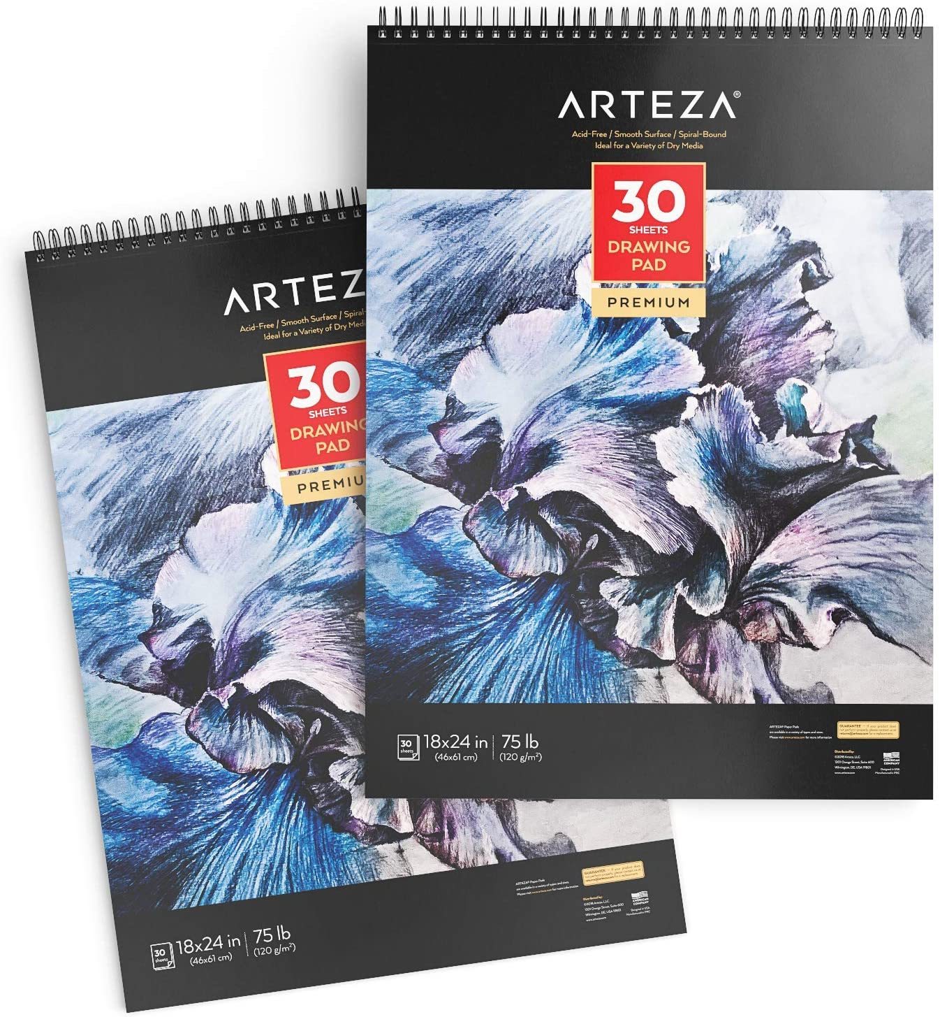 Arteza Paper Pad for Drawing or Sketching, 18x24", 30 Sheets 2 Pack