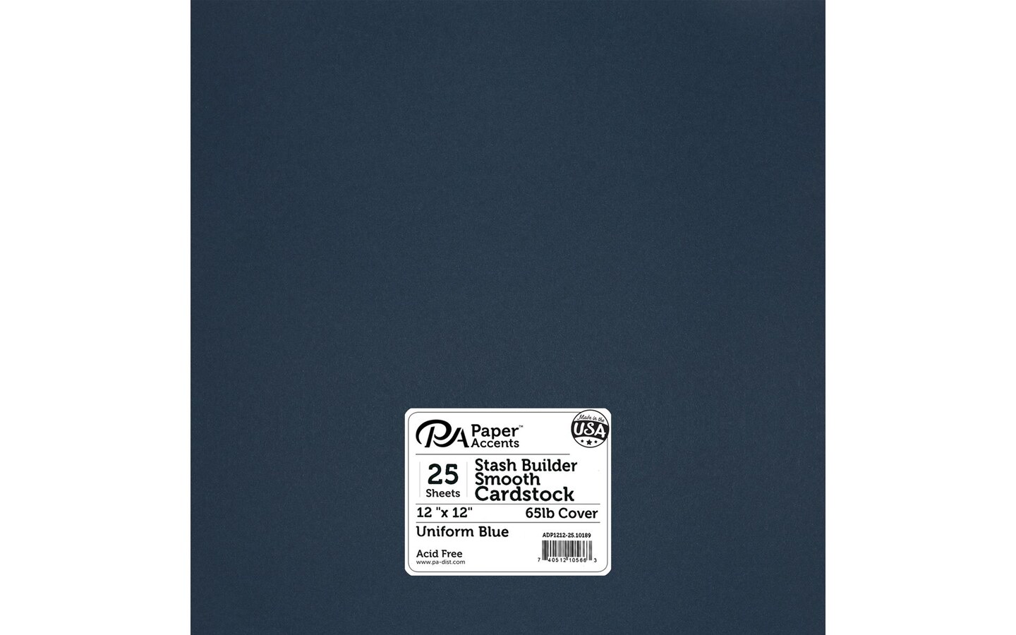 PA Paper Accents Stash Builder Cardstock 12&#x22; x 12&#x22; Uniform Blue, 65lb colored cardstock paper for card making, scrapbooking, printing, quilling and crafts, 25 piece pack