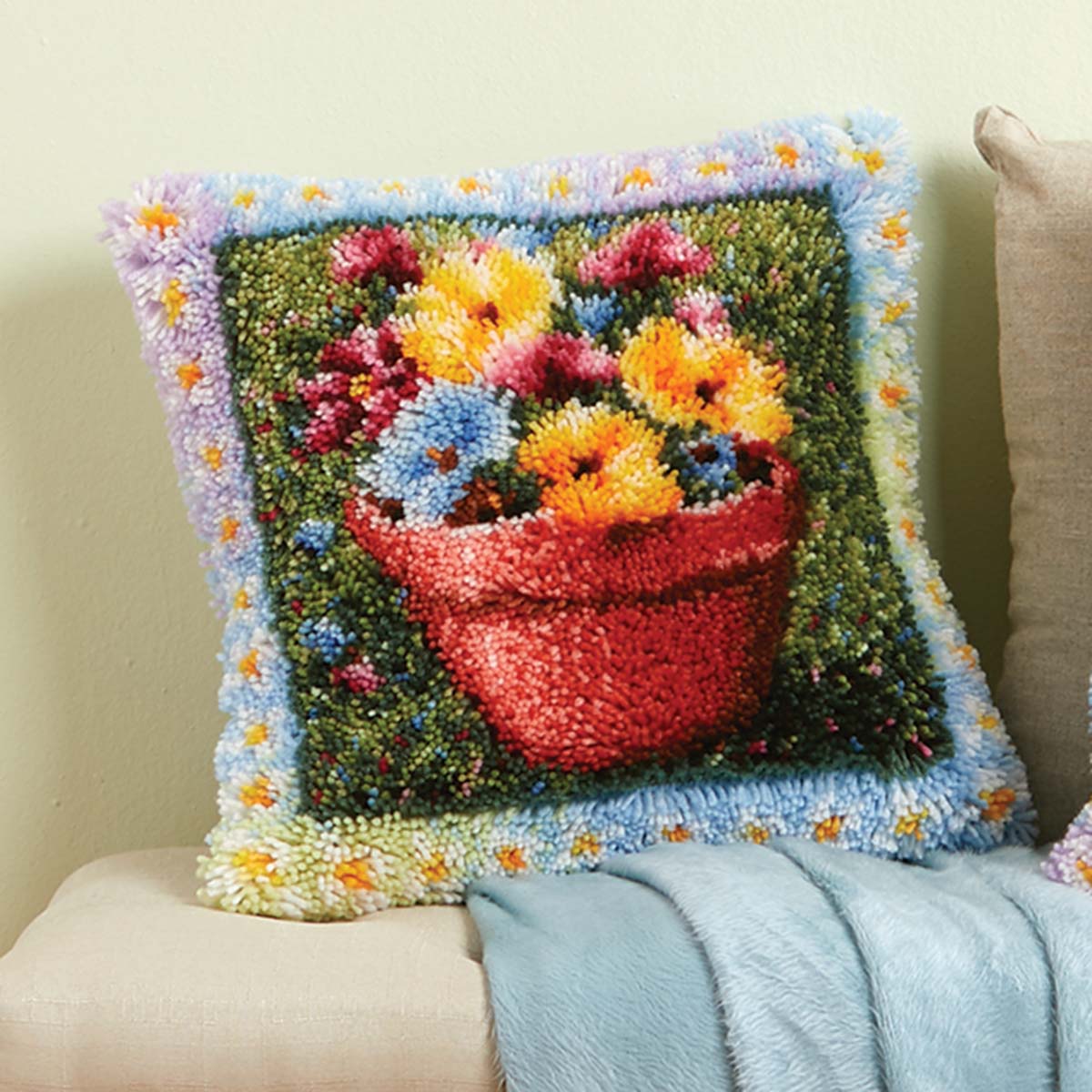 Herrschners Pansy Floral Pillow Latch Hook Kit Michaels