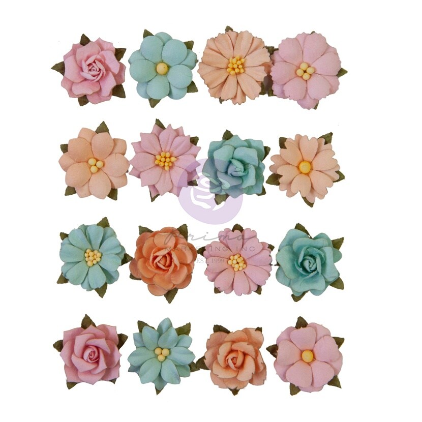 Prima Marketing Mulberry Paper Flowers-Beautiful Day/Peach Tea