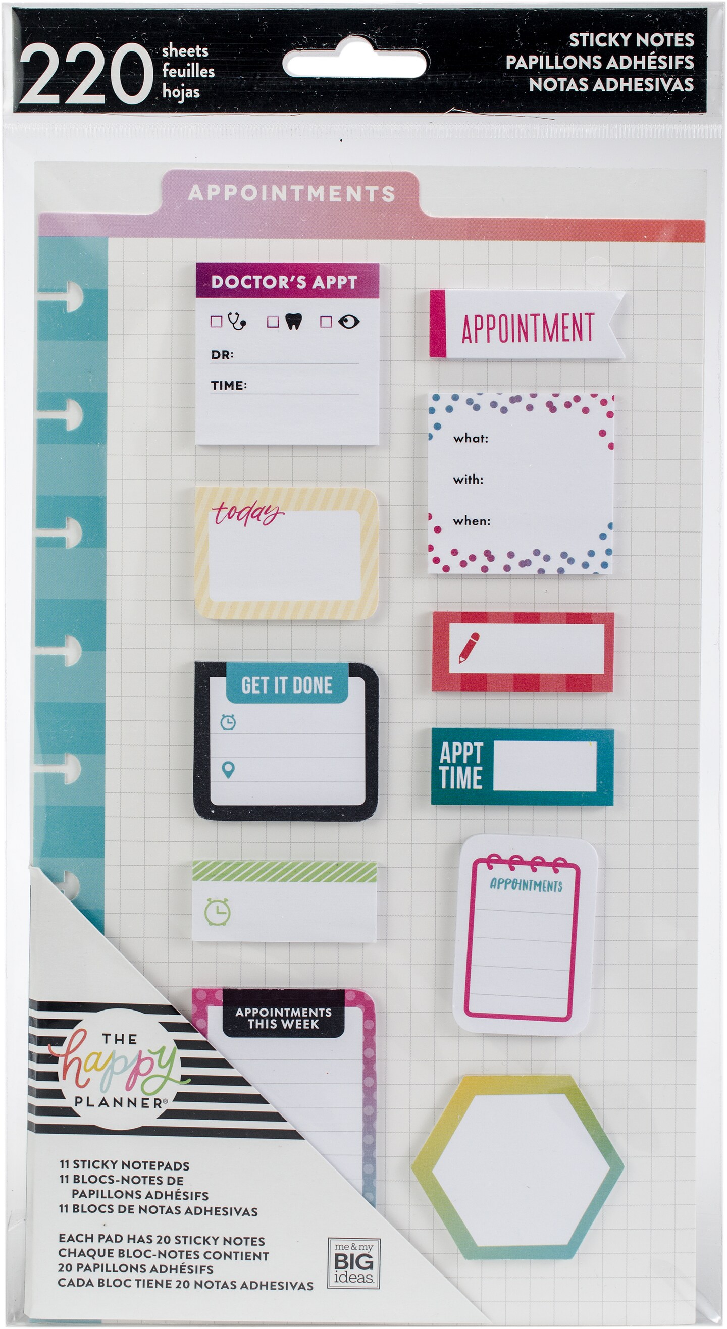 Happy Planner Sticky Notes 220/Pkg-Appointments-Classic, 11 Designs/20 Each