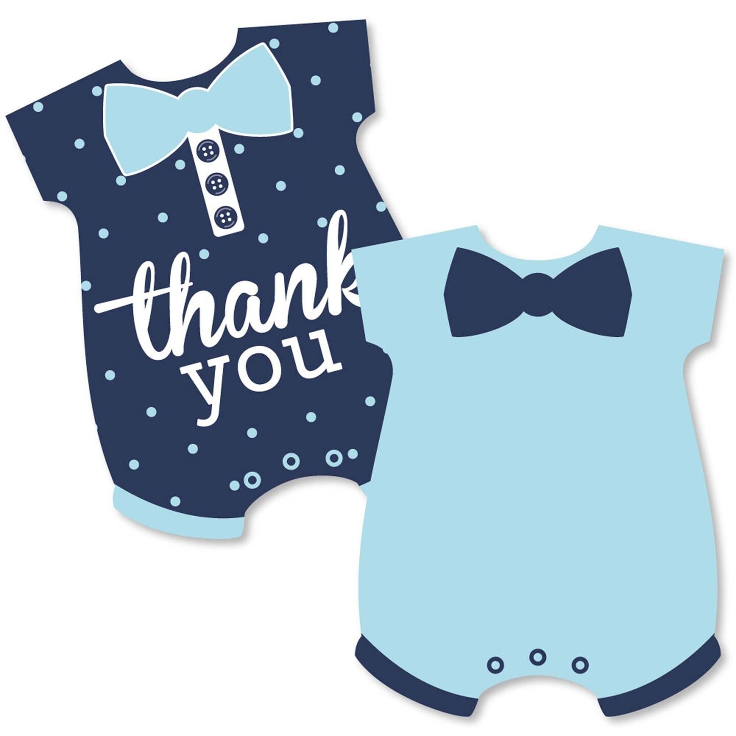 Big Dot of Happiness Hello Little One Blue and Navy Shaped Thank You Cards Boy Baby Shower