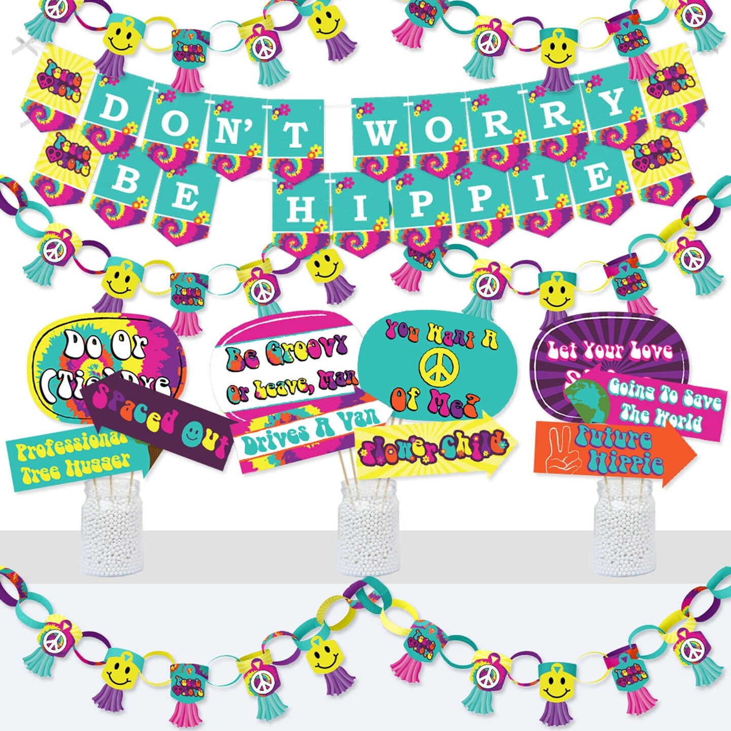 Big Dot of Happiness 60's Hippie Banner and Photo Booth Decorations