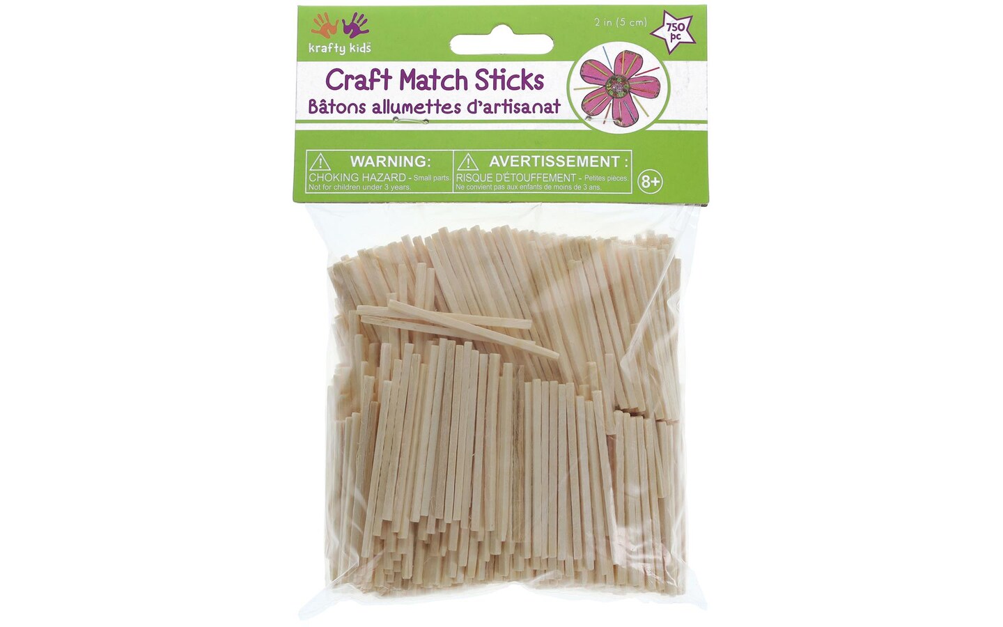 Multicraft Wood Craft Match Sticks 2&#x22; Nat 750pc