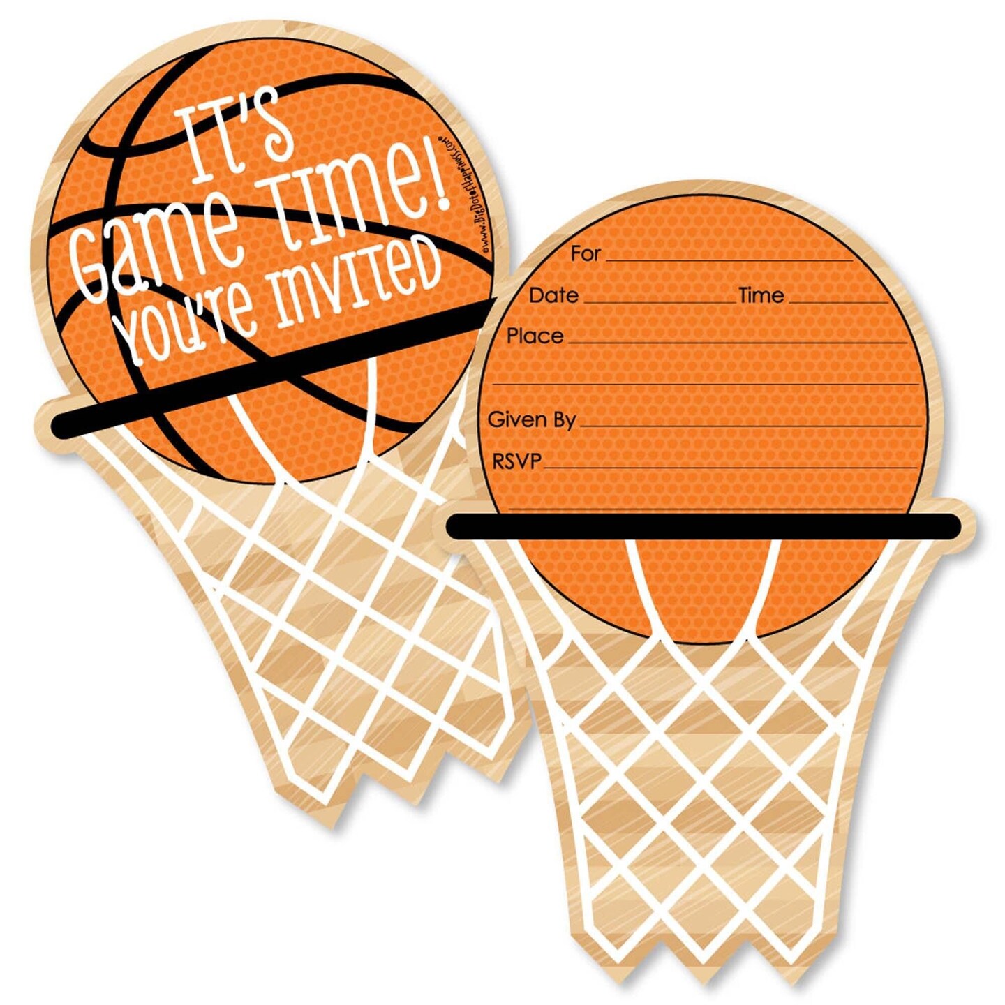 Big Dot of Happiness Nothin&#x27; but Net - Basketball - Shaped Fill-in Invites - Baby Shower or Birthday Party Invites Cards with Envelopes - Set of 12