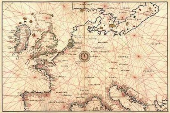 Portolan Map of Spain England France Germany The British Isles Poster Print by  Battista Agnese - Item # VARPDX379317