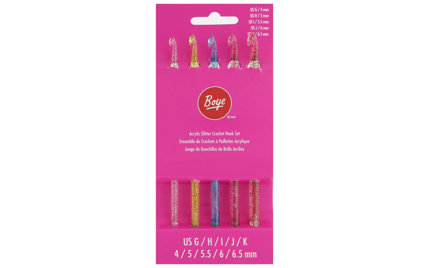 Boye Crochet Hook Set Size G H I J K Glitter Michaels