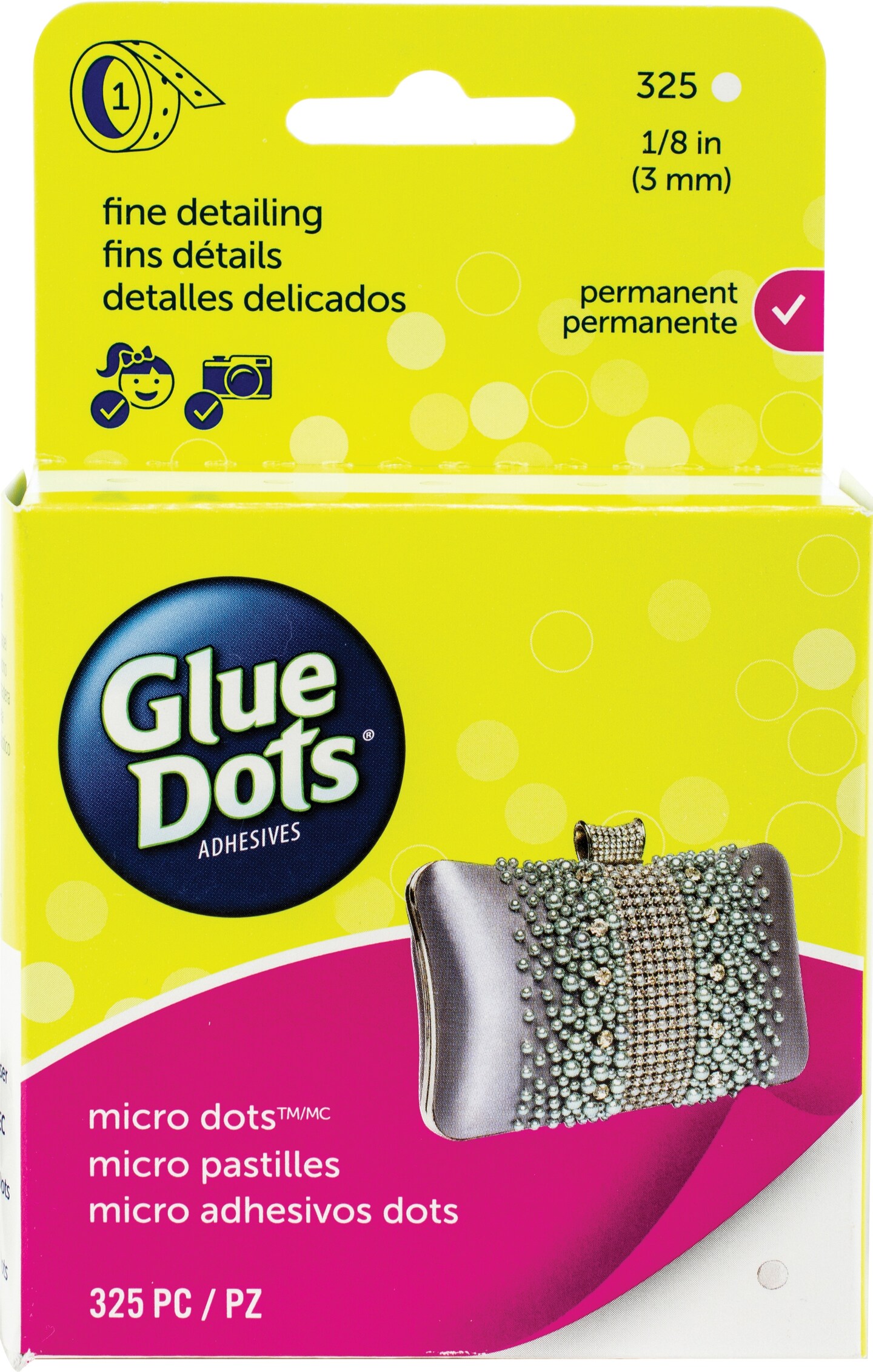 Glue Dots Micro Dots Roll-Clear-.125&#x22; 325pcs