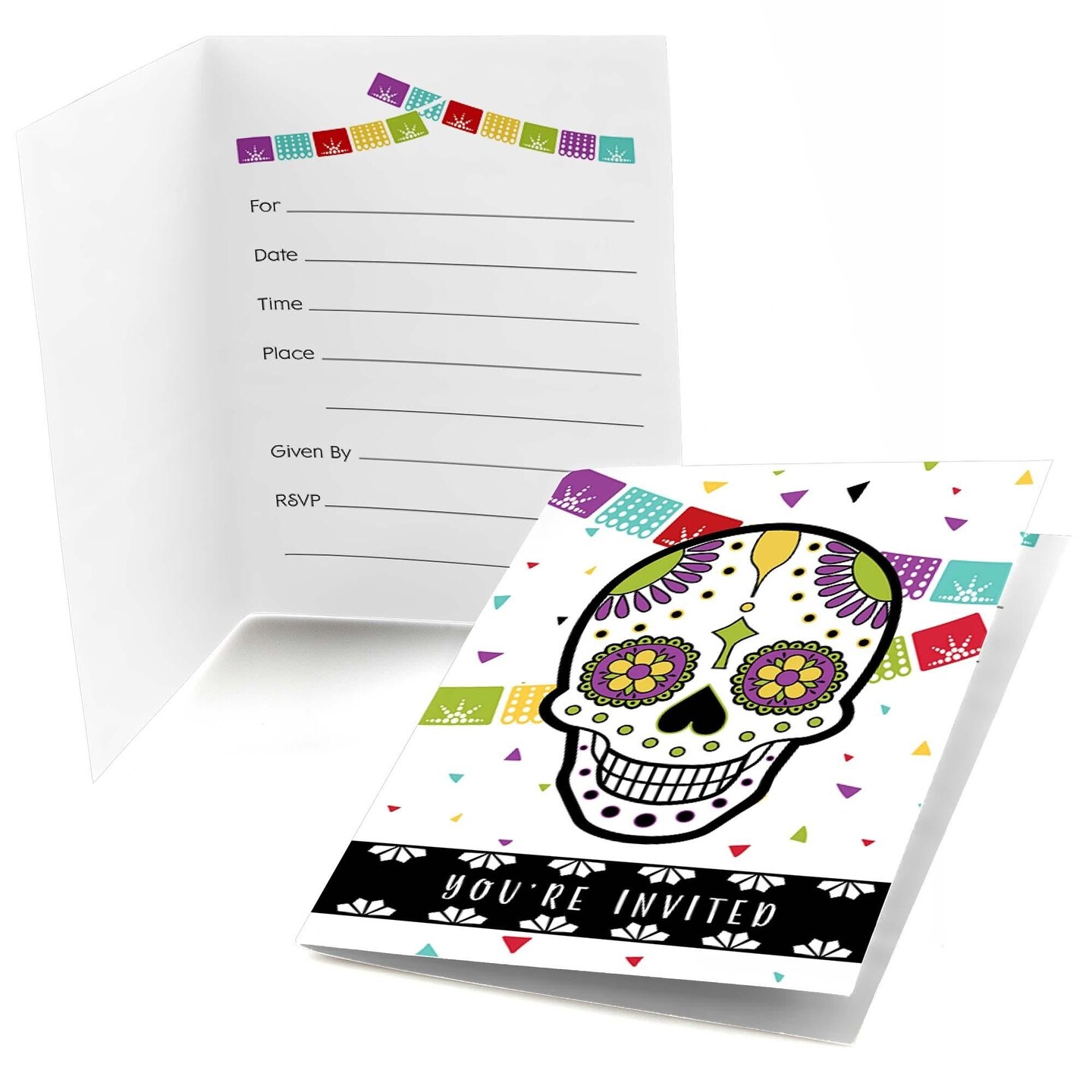 Big Dot of Happiness Day of the Dead - Fill-in Sugar Skull Party Invitations (8 count)