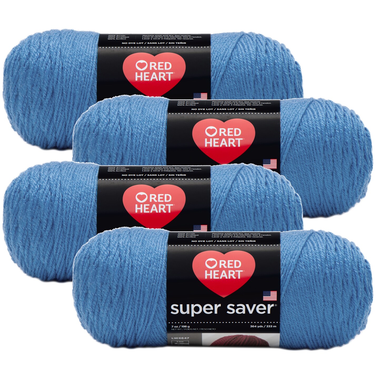 (Pack of 4) Red Heart Super Saver Yarn-Delft Blue