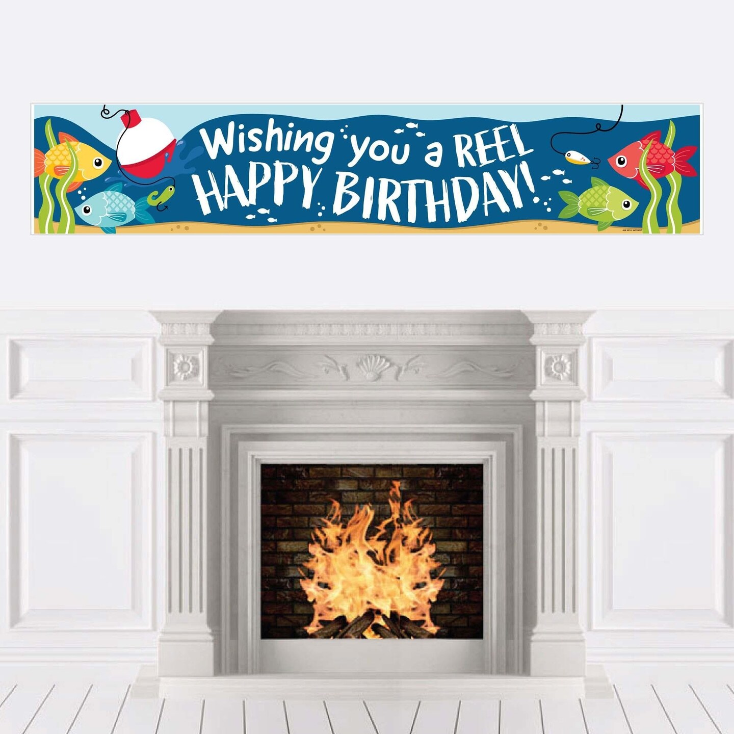 Big Dot of Happiness Let&#x27;s Go Fishing - Happy Birthday Fish Themed Decorations Party Banner