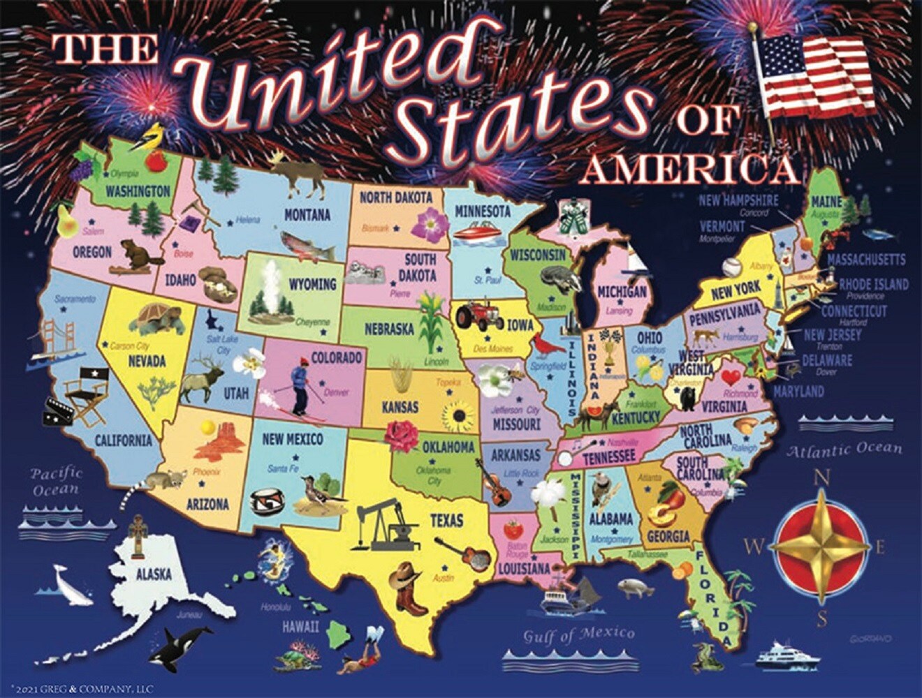 Sunsout United States Map 1000 pc  Fourth of July Jigsaw Puzzle 37266