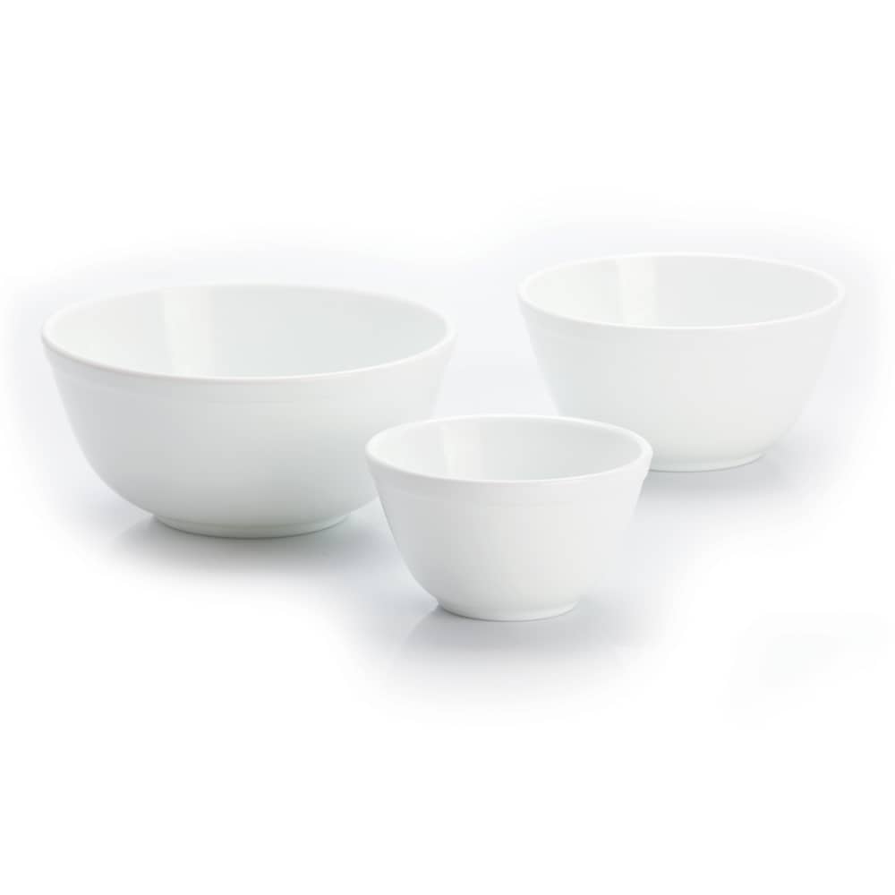 Mosser Glass Handmade Kitchen Mixing Bowls White Set of 3 Sizes