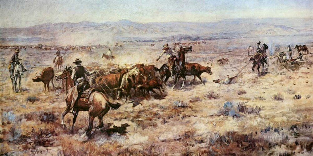 The Round-Up Poster Print by Charles M. Russell - Item # VARPDX133263