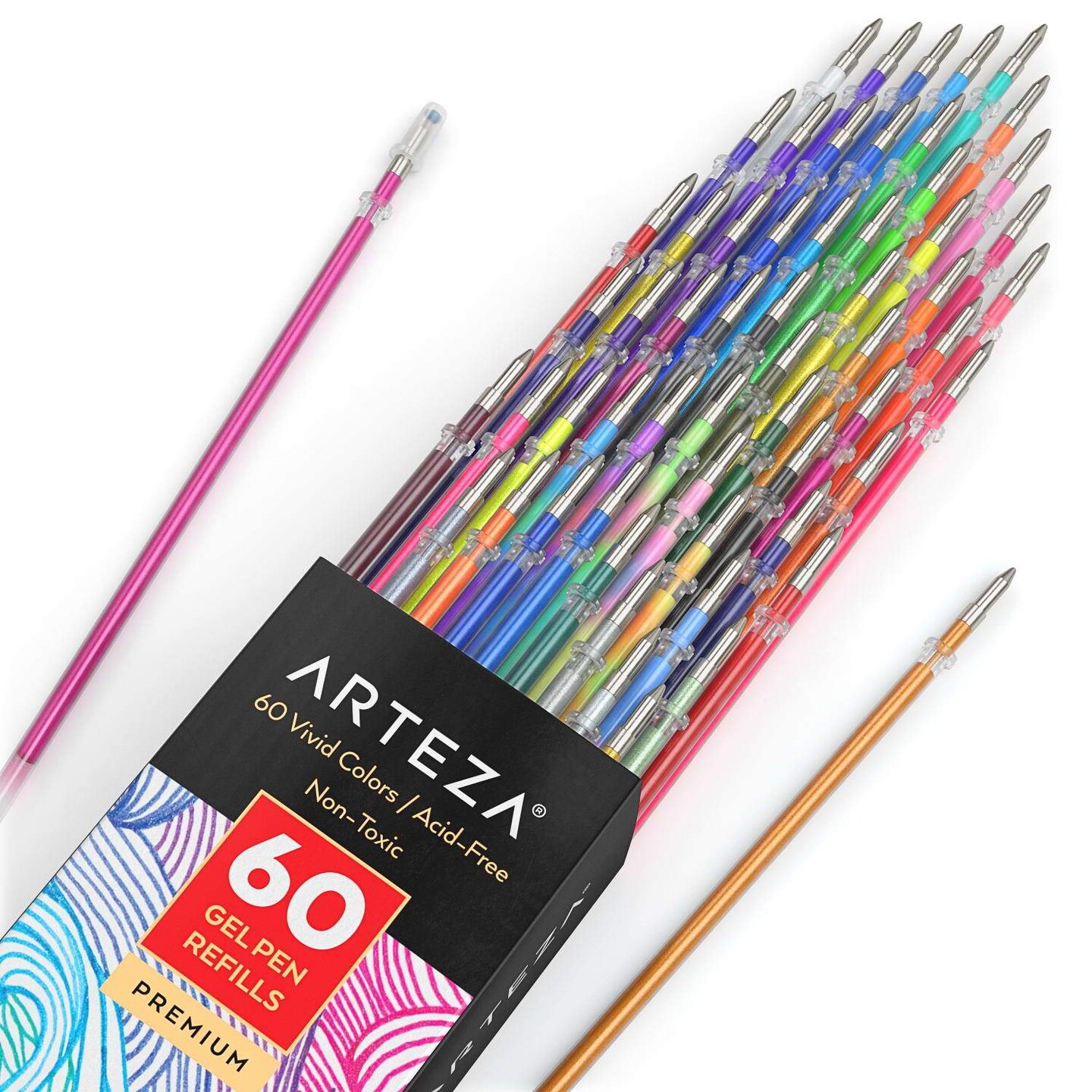 Arteza Coloring Set - 14 Glitter Gel Pens and a Black Paper Sketch Pad  Bundle (30 Sheets of Drawing Paper) Bundle