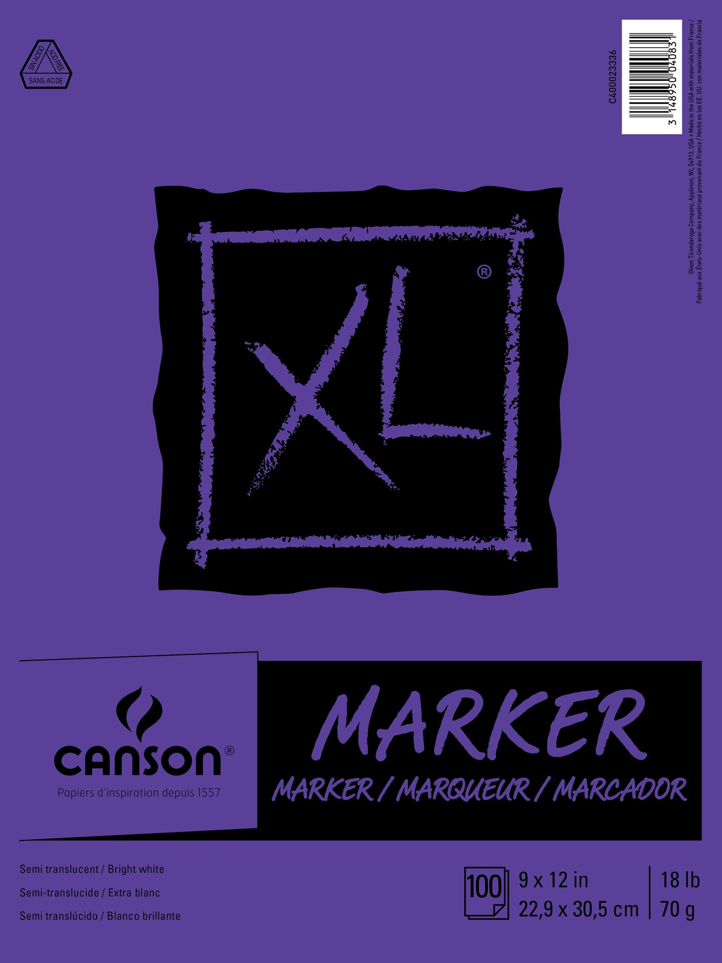 Canson XL Marker Paper Pad 9&#x22;X12&#x22;-100 Sheets