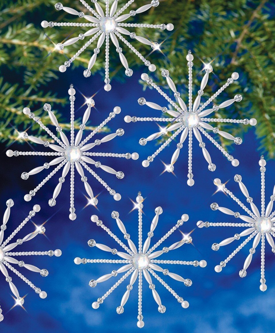 The Beadery Holiday Beaded Ornament Kit-Elegant Snowflake Makes 6