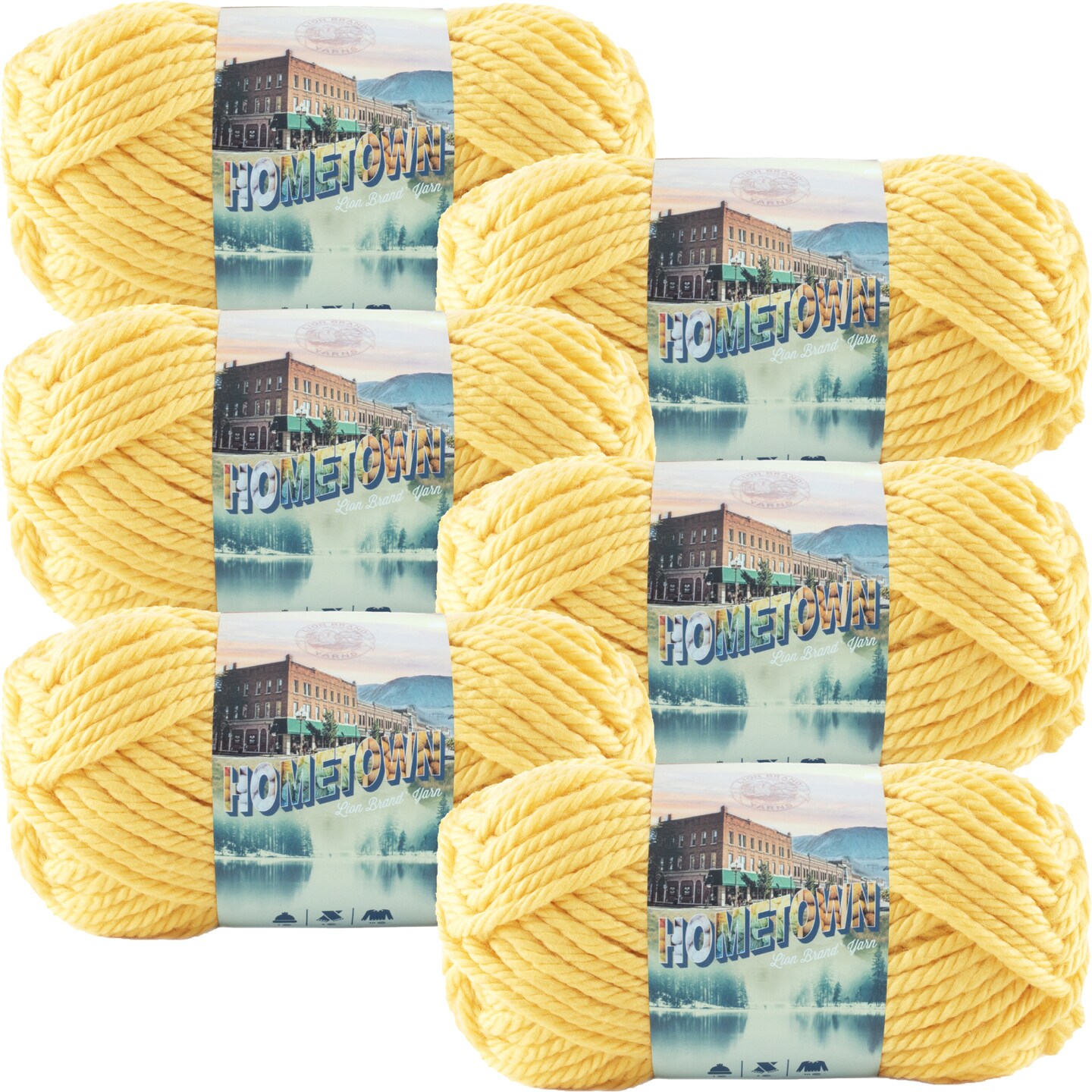 (6 Pack) Lion Brand Yarn Hometown Yarn, Pittsburgh Yellow