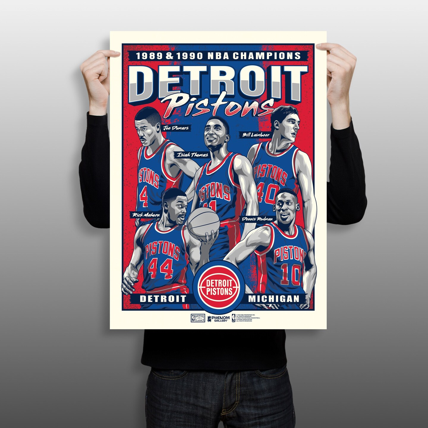 Phenom Gallery Isiah Thomas Detroit Pistons Back To Back Champions 18" x 24" Serigraph