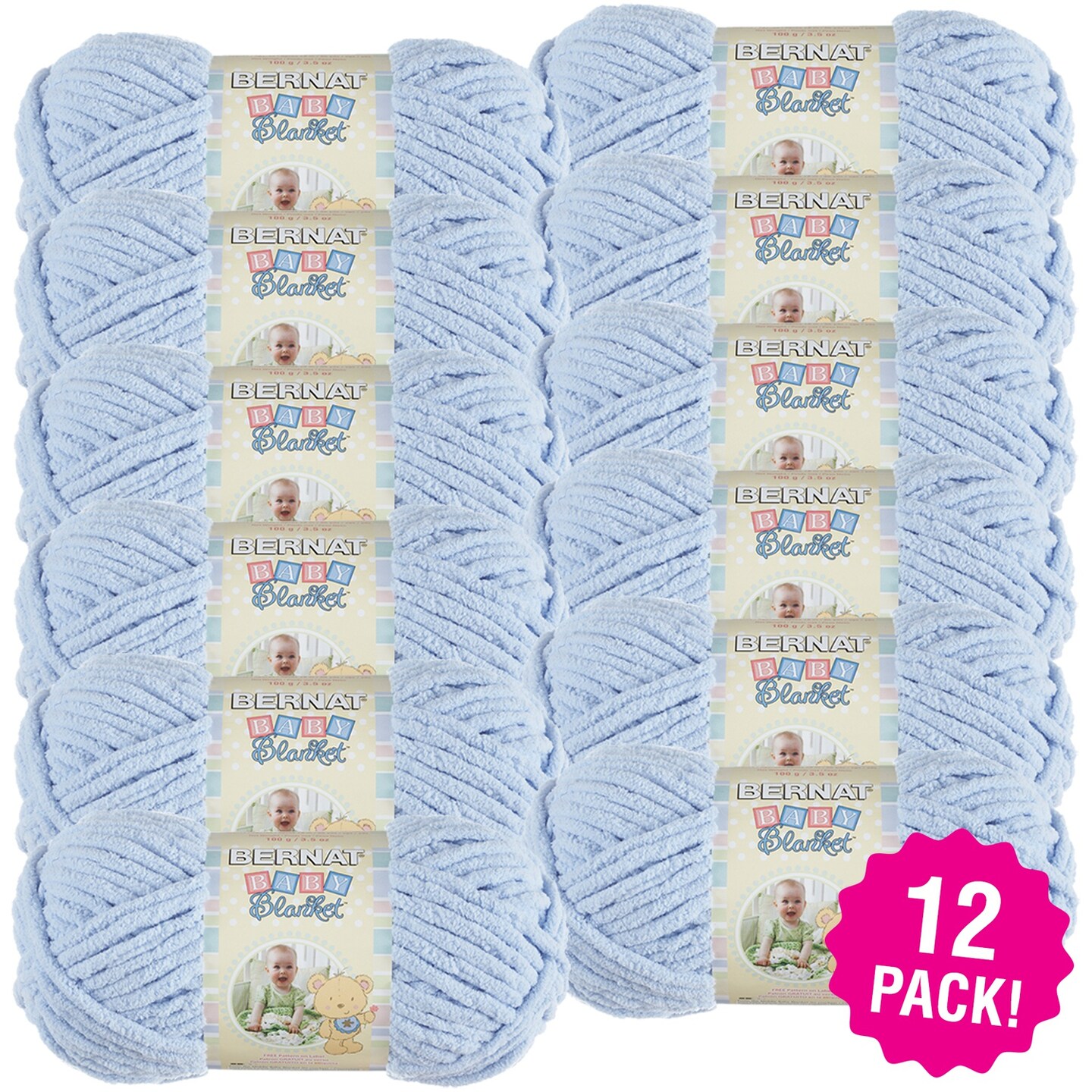 Multipack of 12 - Bernat Baby Blanket Yarn-Baby Blue