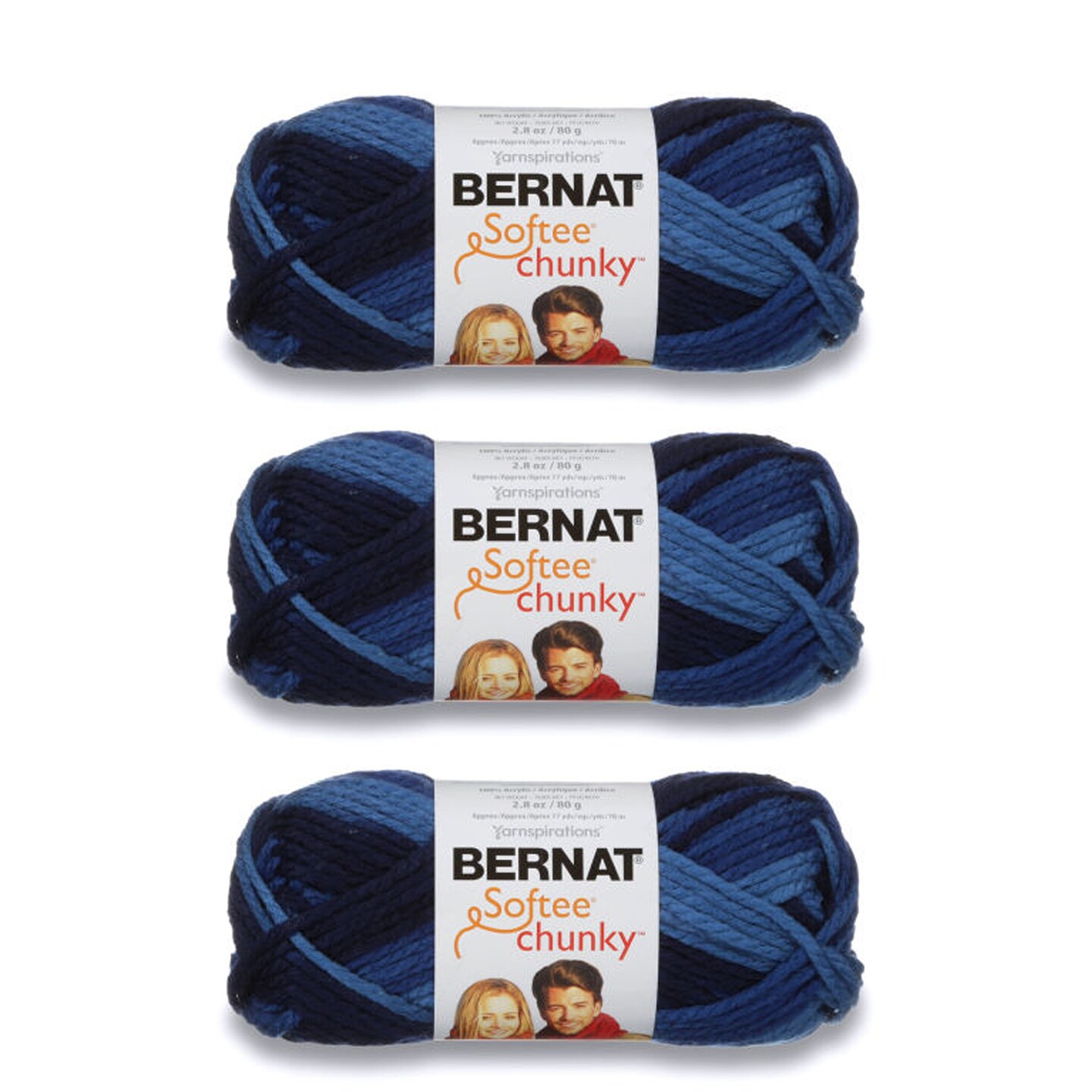 Bernat Softee Chunky Denim Ombre Yarn - 3 Pack of 80g/2.8oz - Acrylic ...