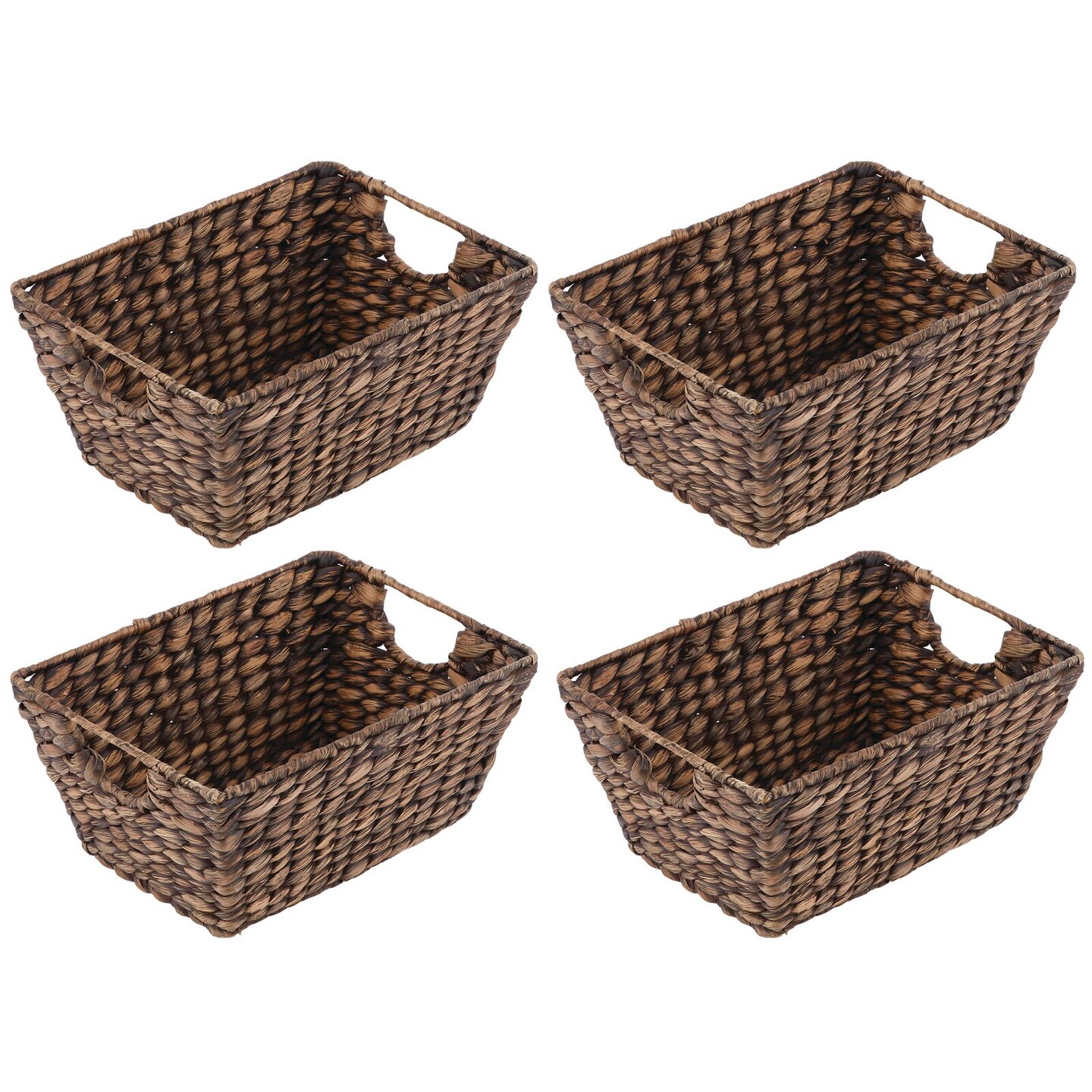 mDesign Woven Hyacinth Home Storage Basket for Cube Furniture, 4 Pack - Natural