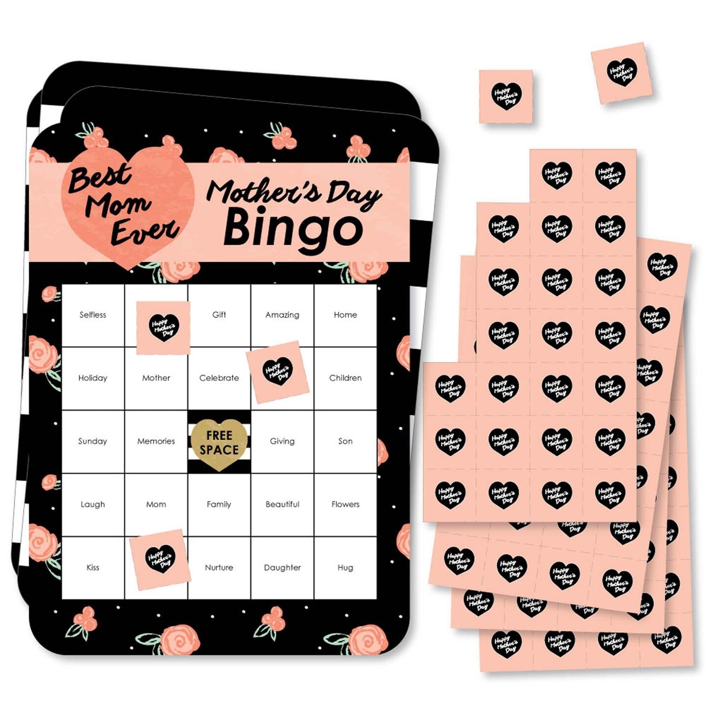 Big Dot of Happiness Best Mom Ever - Bingo Cards and Markers - Mother&#x27;s Day Bingo Game - Set of 18