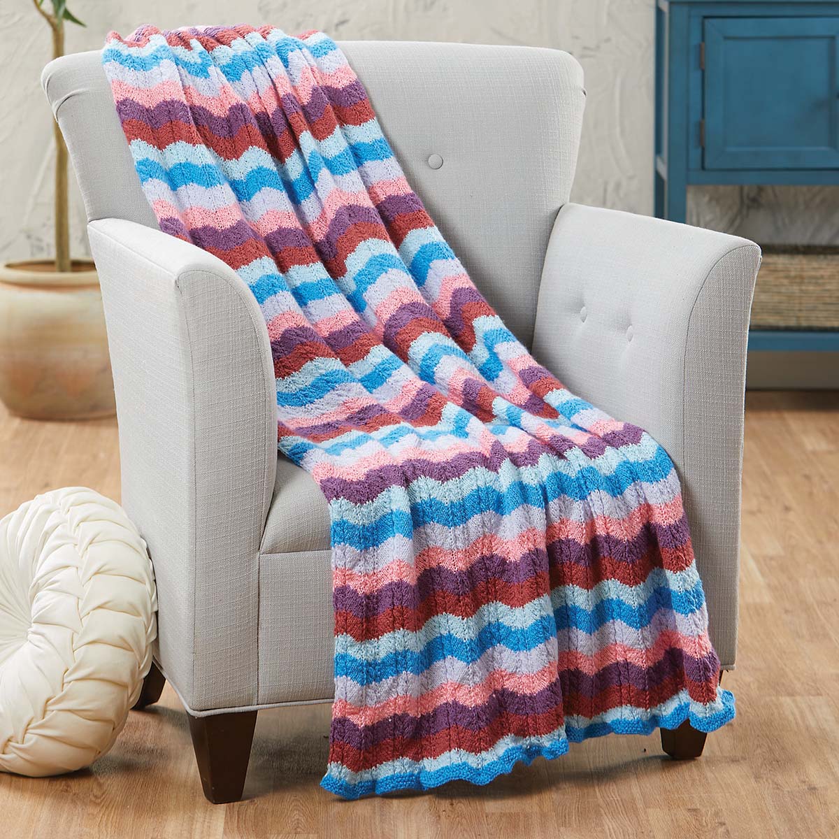Herrschners Petunias Cable Ripple Afghan Knit Kit Michaels