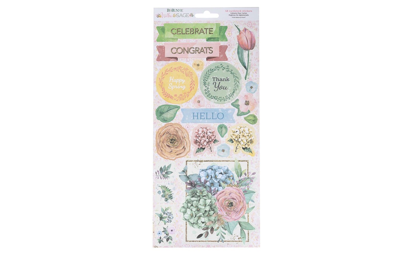 Bo Bunny Willow &#x26; Sage Sticker 6x12 Cardstock