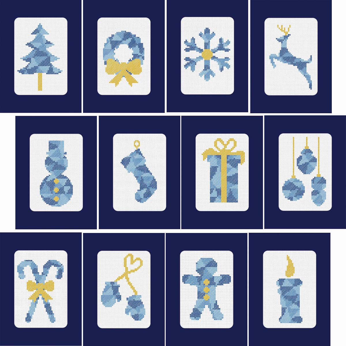 Herrschners Blue Jewels Christmas Cards Counted Cross-Stitch Kit
