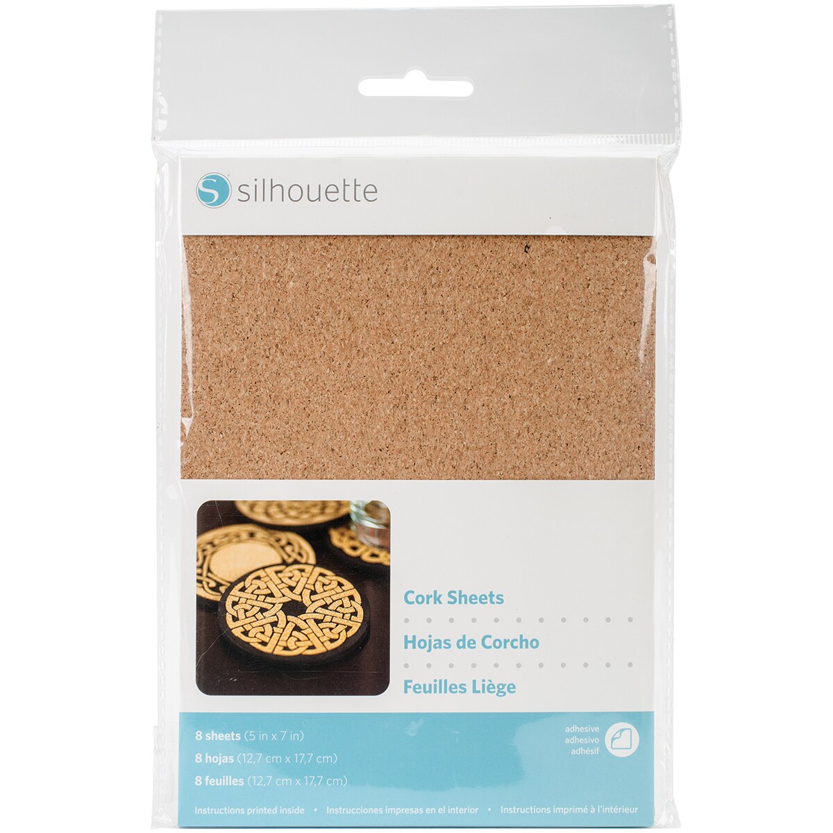 Silhouette Adhesive Cork Sheets 5&#x22;X7&#x22; 8/Pkg
