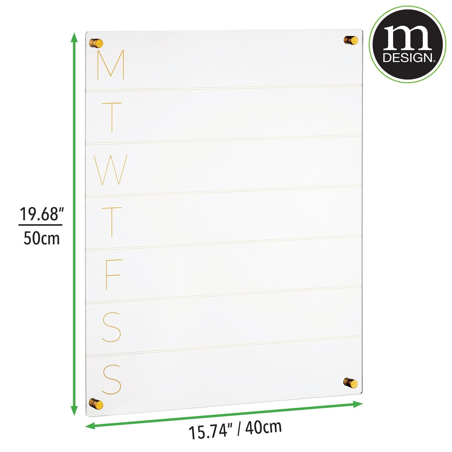 mDesign Day of the Week Wall Calendar Planner with Dry Erase Marker
