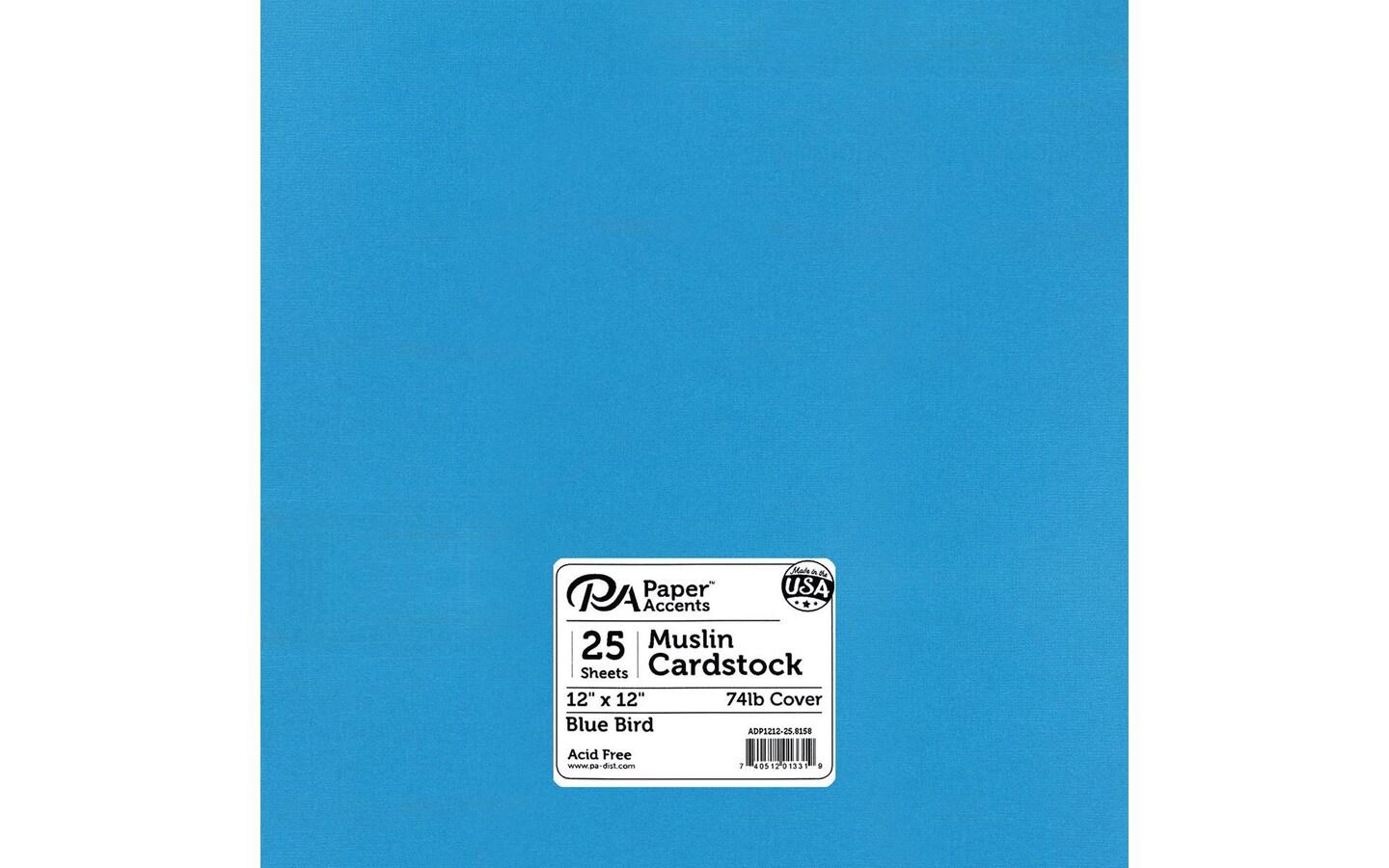 PA Paper Accents Canvas Cardstock 12" x 12" Bluebird, 74lb colored