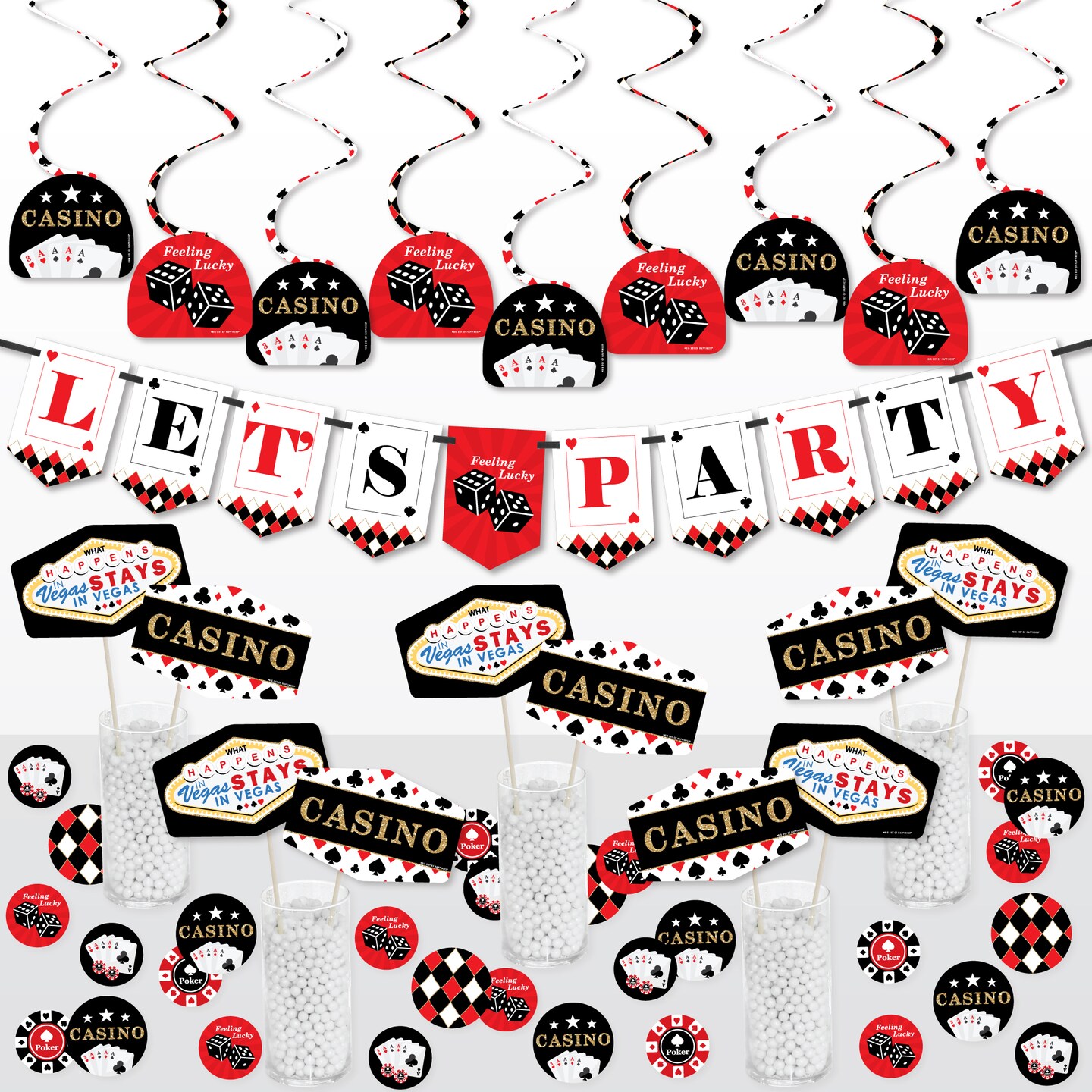 Big Dot of Happiness Las Vegas - Casino Party Supplies Decoration Kit - Decor Galore Party Pack - 51 Pieces