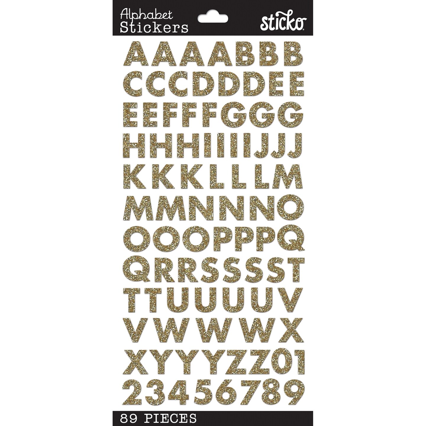 Multipack of 6 - Sticko Alphabet Stickers - Futura, Gold Glitter, 89pcs