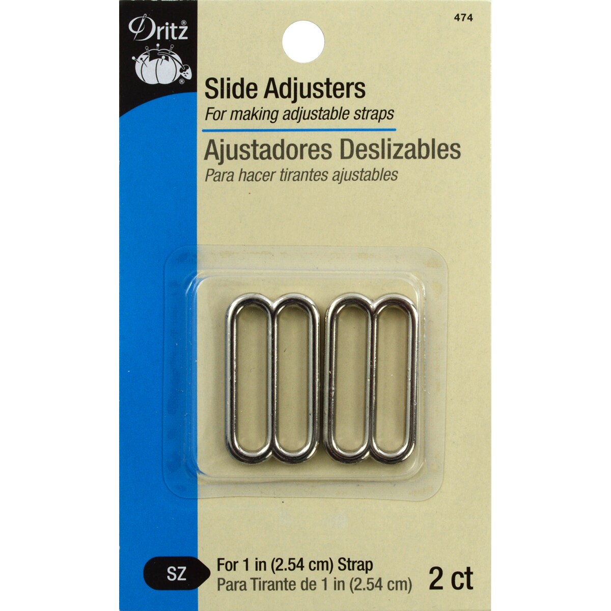 Dritz Slide Adjusters 1&#x22;-Silver 2/Pkg