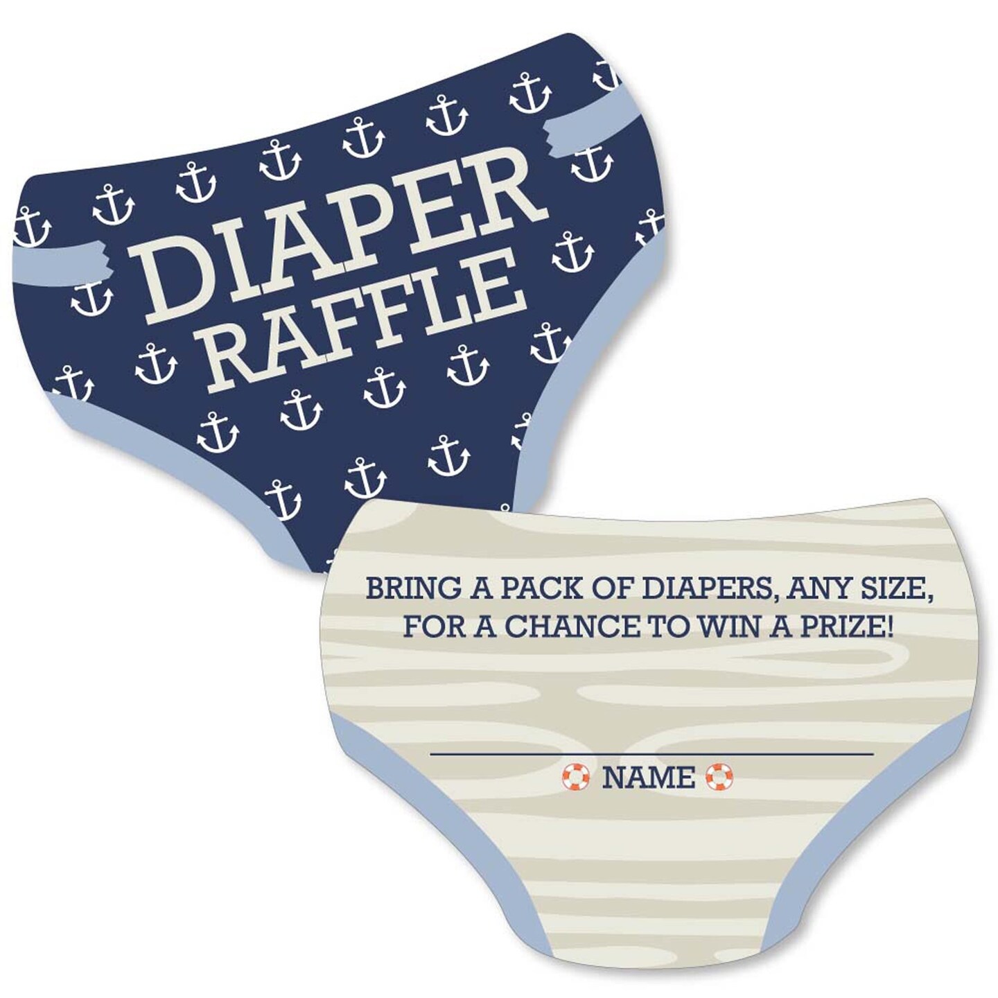 Big Dot of Happiness Ahoy Nautical Diaper Shaped Raffle Ticket