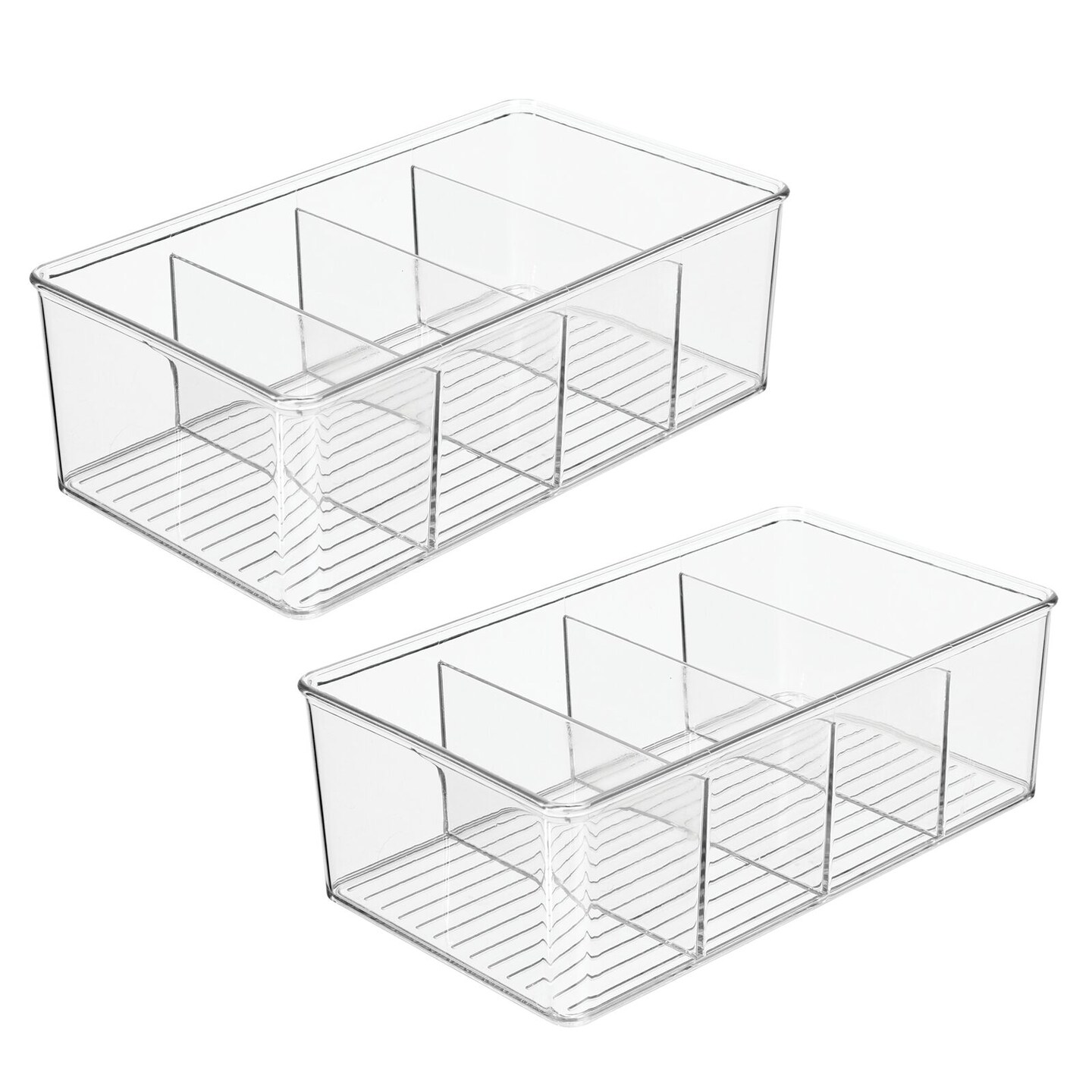 mDesign Plastic Bathroom Divided Storage Organizer Bin Box - 2 Pack - Clear - Clear