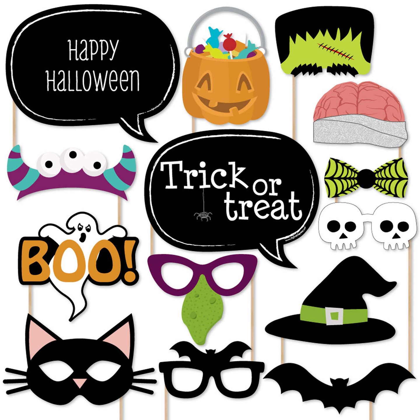 Big Dot of Happiness Trick or Treat - Halloween Party Photo Booth Props Kit - 20 Count