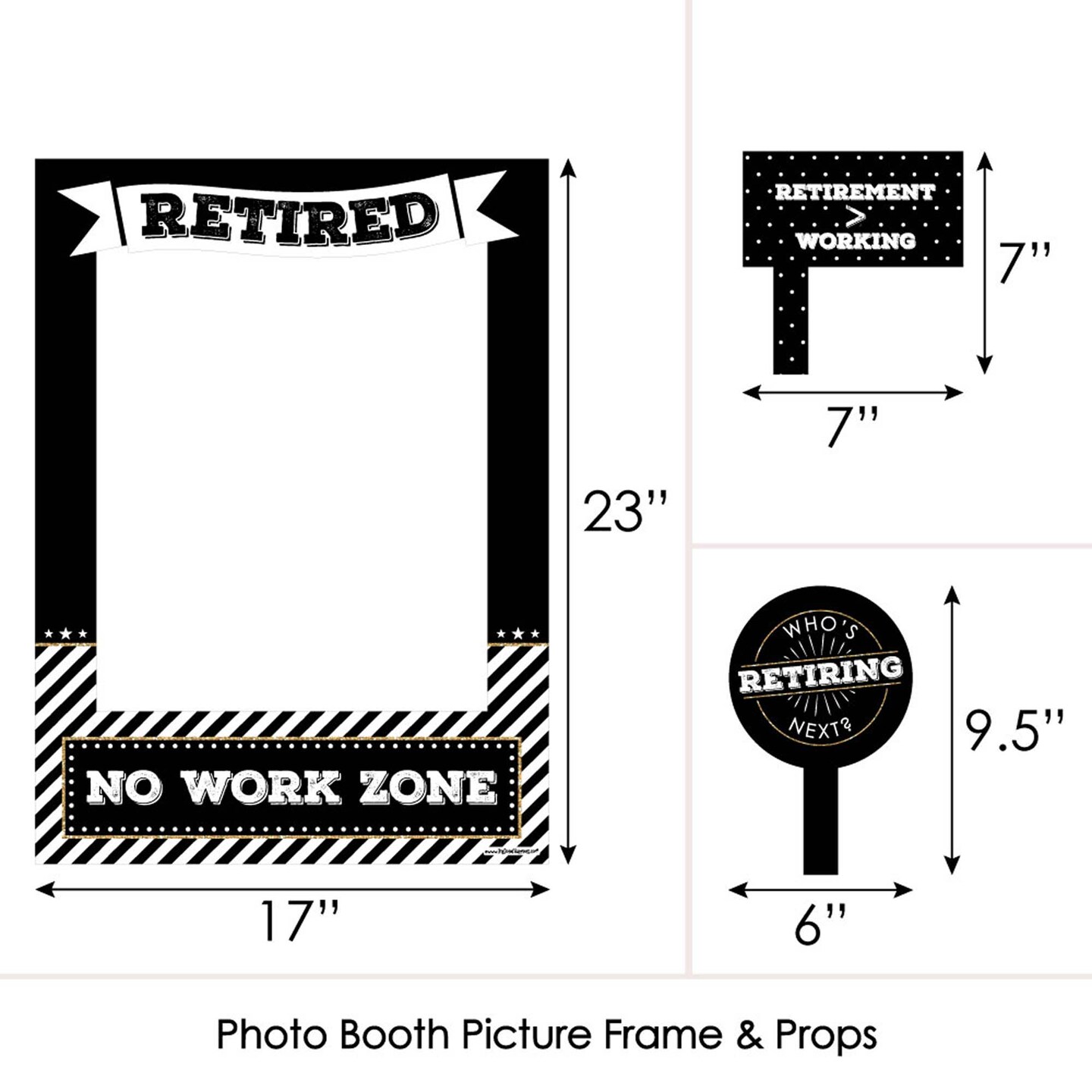 Big Dot of Happiness Happy Retirement - Retirement Party Selfie Photo Booth Picture Frame &#x26; Props - Printed on Sturdy Material