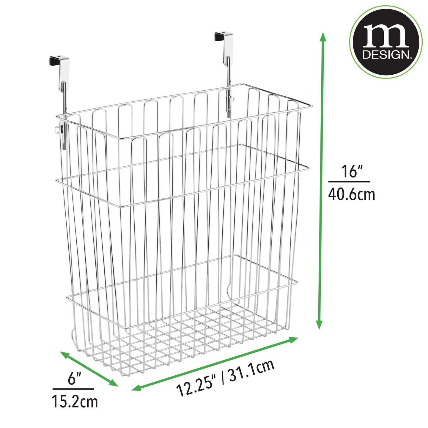 mDesign Wire Over Cabinet Door Kitchen Storage Basket/Trash Can, 2 Pack